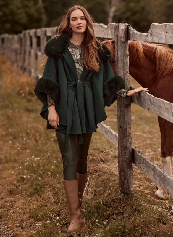 Belted Faux Fur Poncho sold by Melanie Lyne