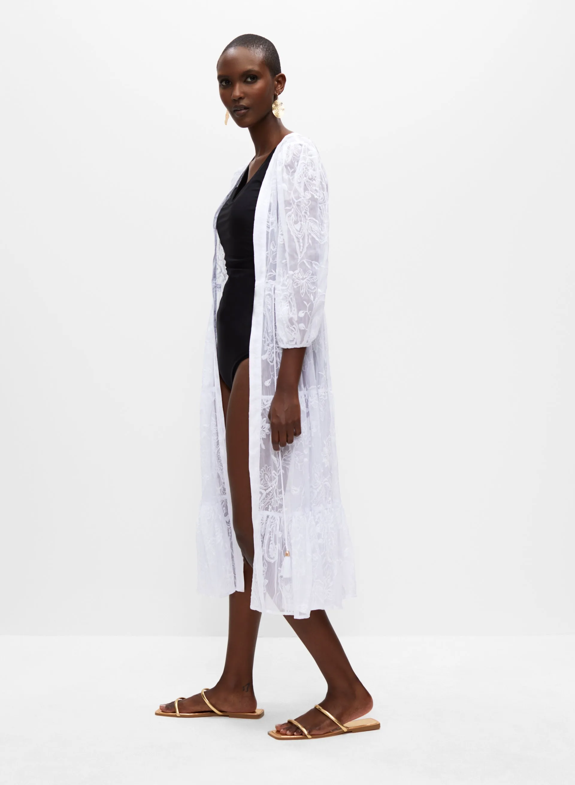 Embroidered 3/4 Sleeve Duster sold by Melanie Lyne product image thumbnail 3