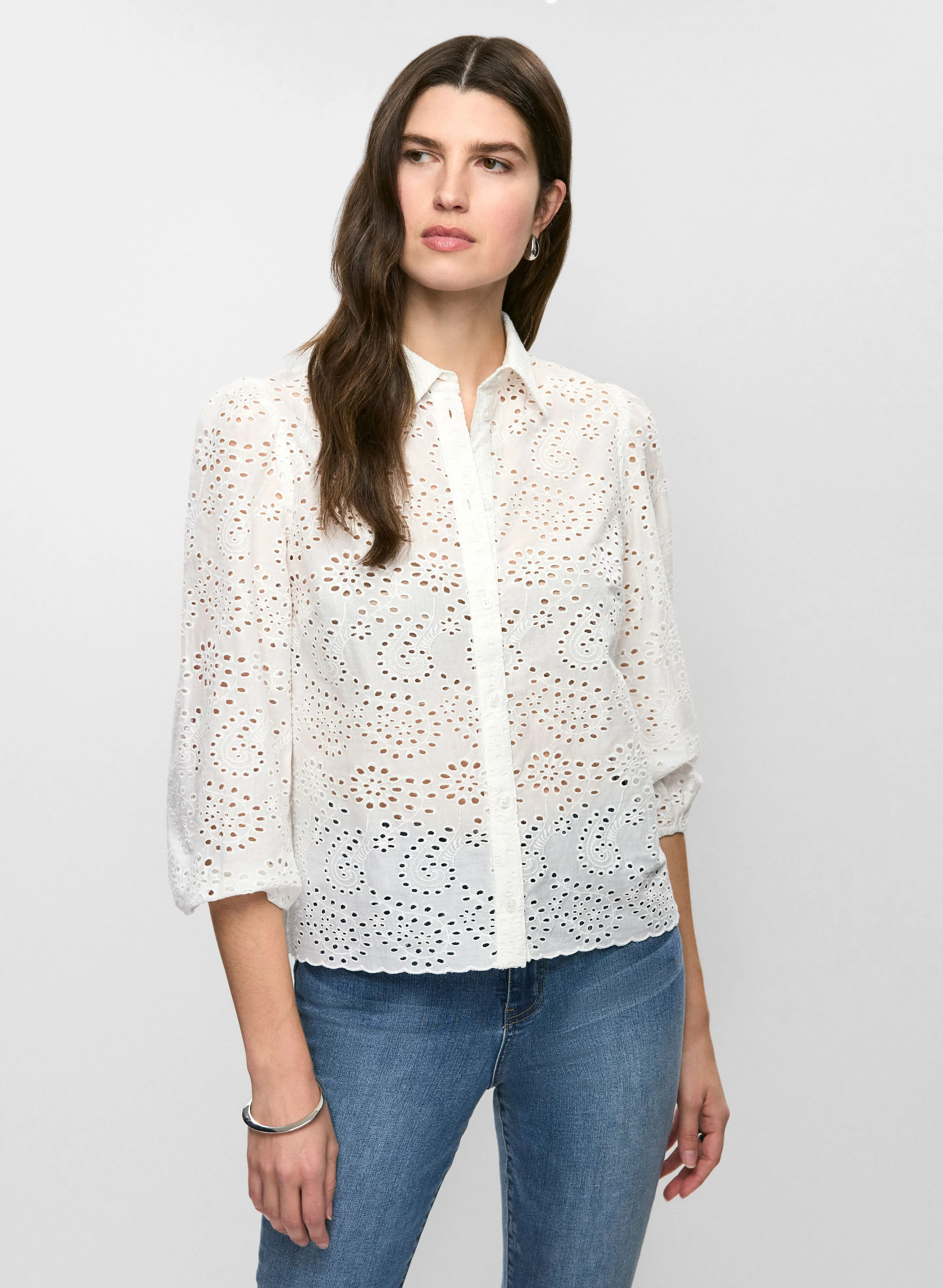Button-Down Eyelet Blouse sold by Melanie Lyne product image thumbnail 5