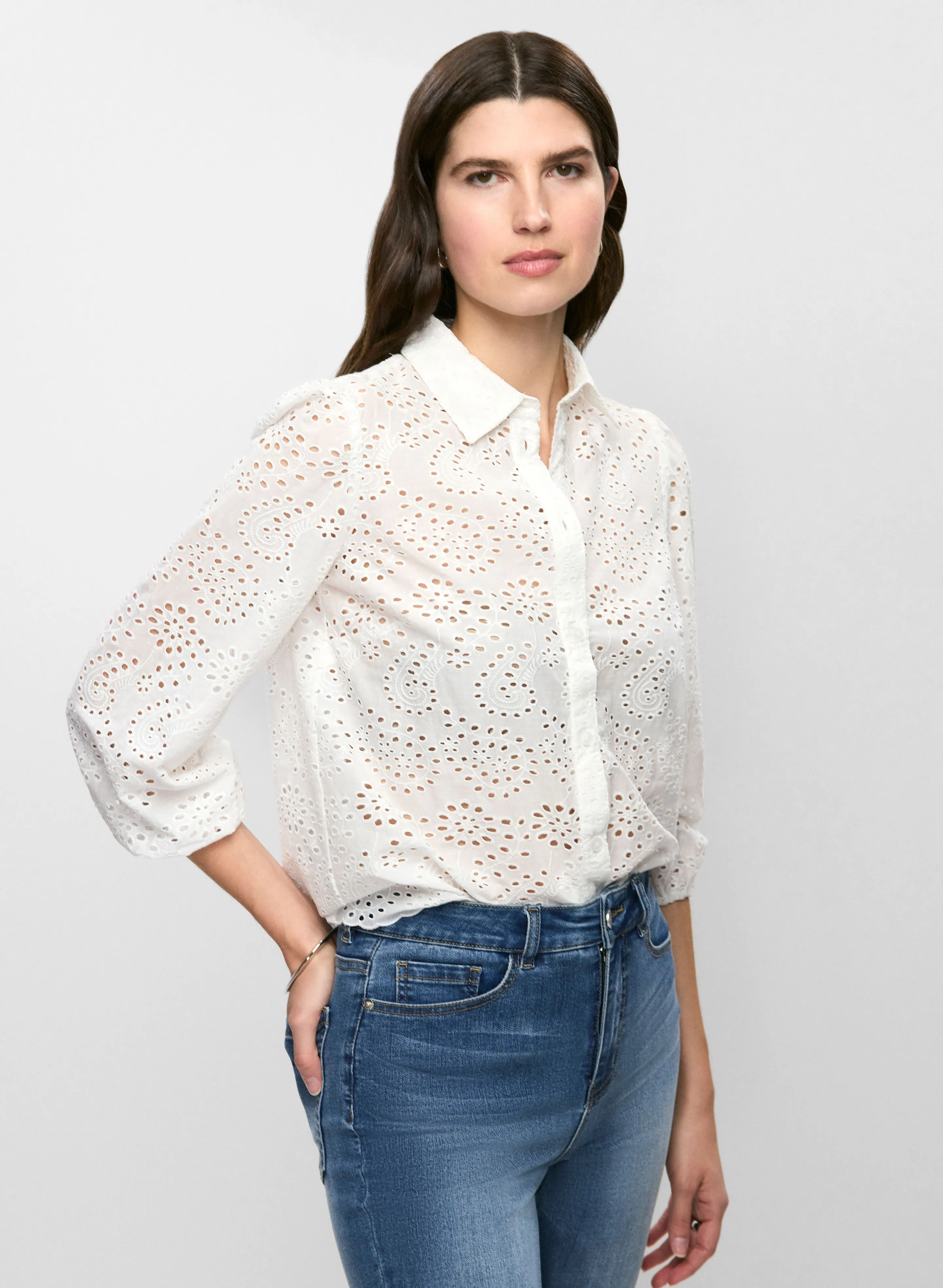 Button-Down Eyelet Blouse sold by Melanie Lyne