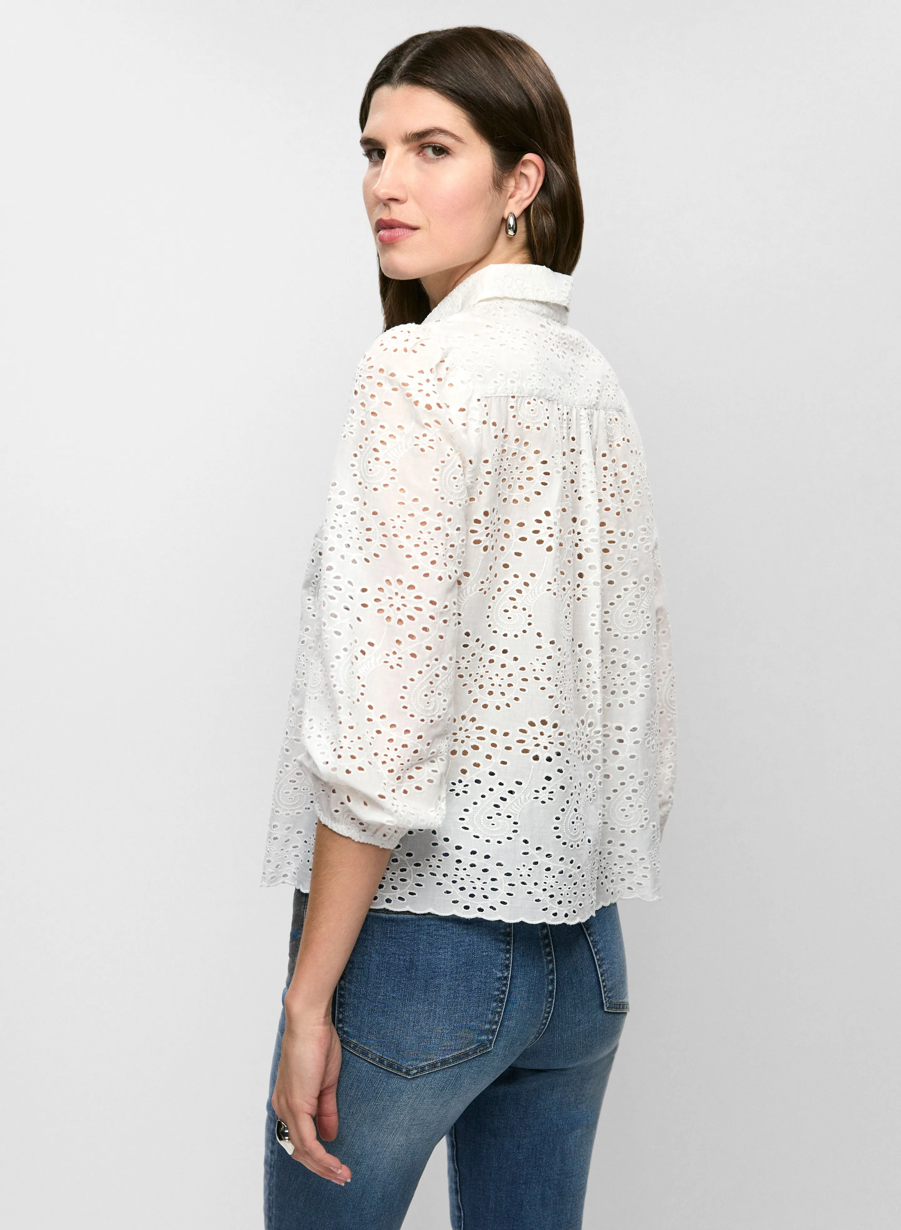 Button-Down Eyelet Blouse sold by Melanie Lyne product image thumbnail 4