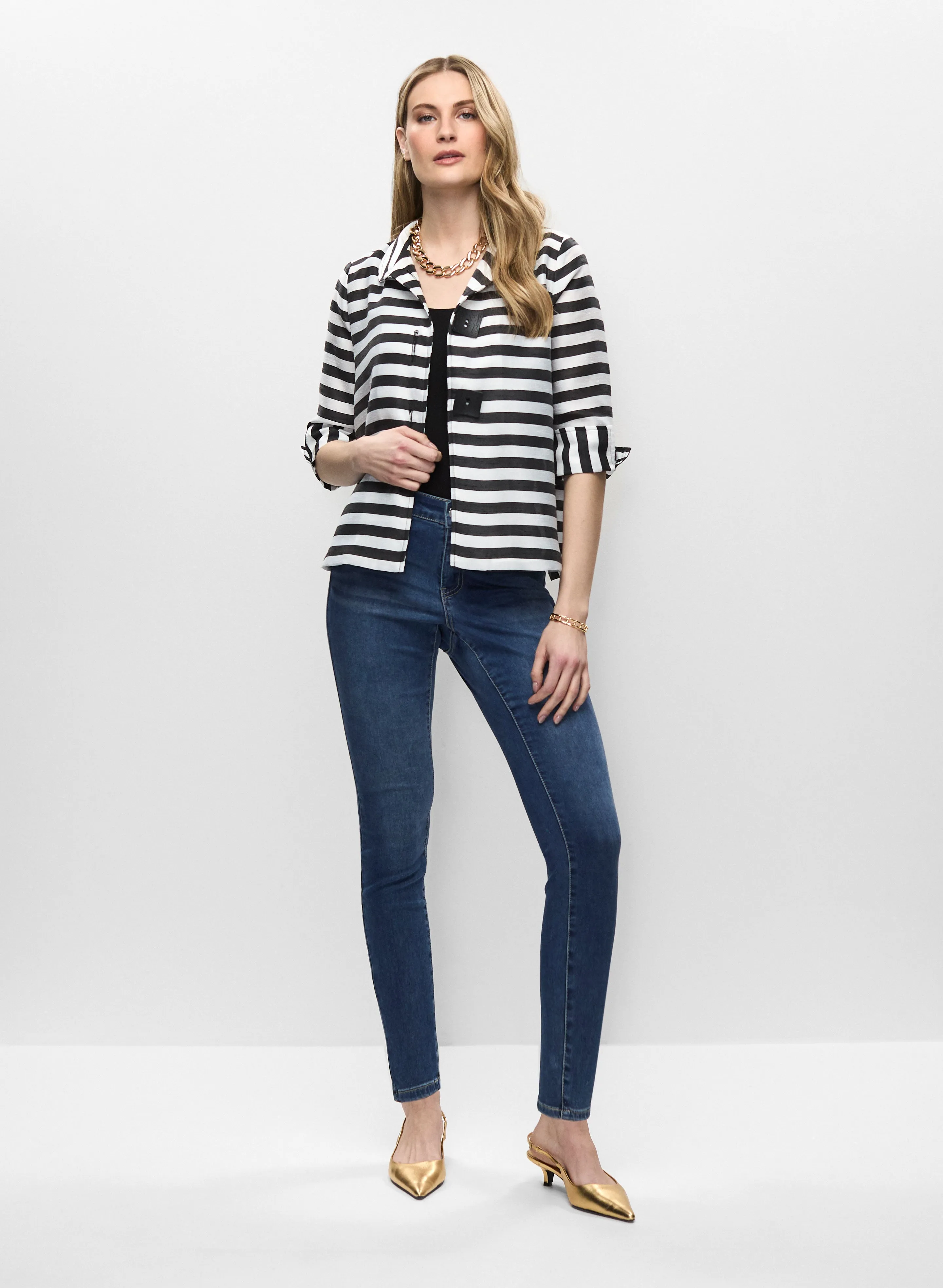 Stripe Button Detail Jacket & Slim Leg Jeans sold by Melanie Lyne