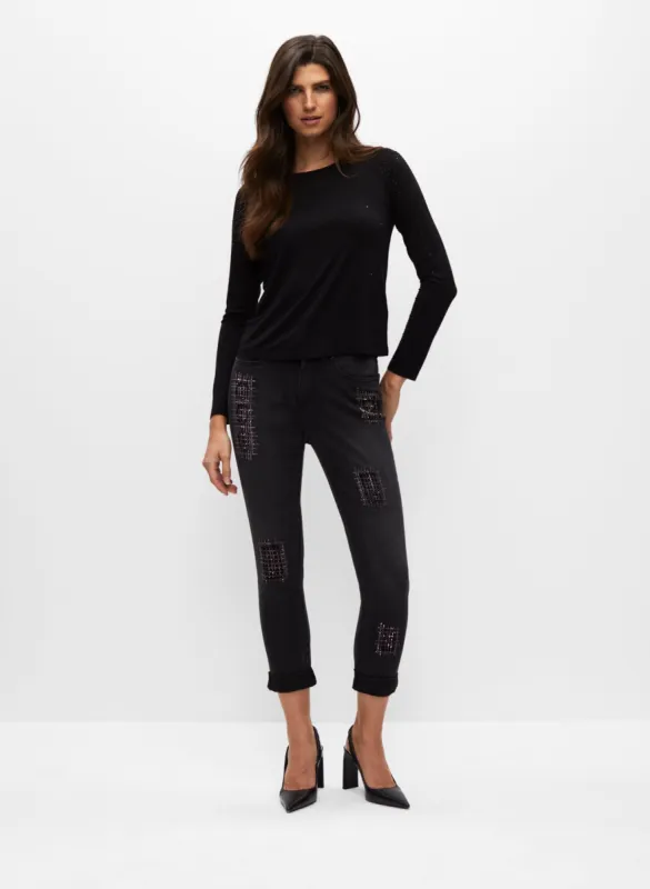 Joseph Ribkoff - Patch Detail Slim Leg Pants sold by Melanie Lyne