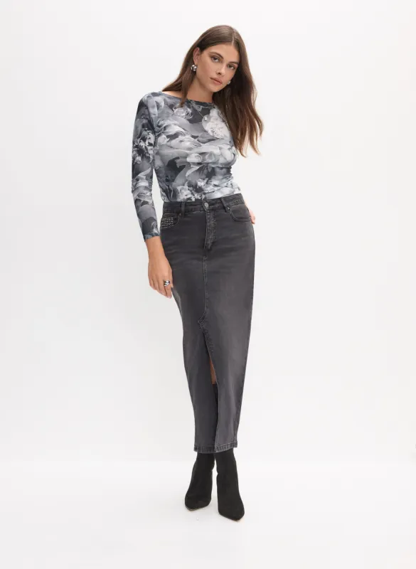 Floral Print Top & Denim Maxi Skirt sold by Melanie Lyne