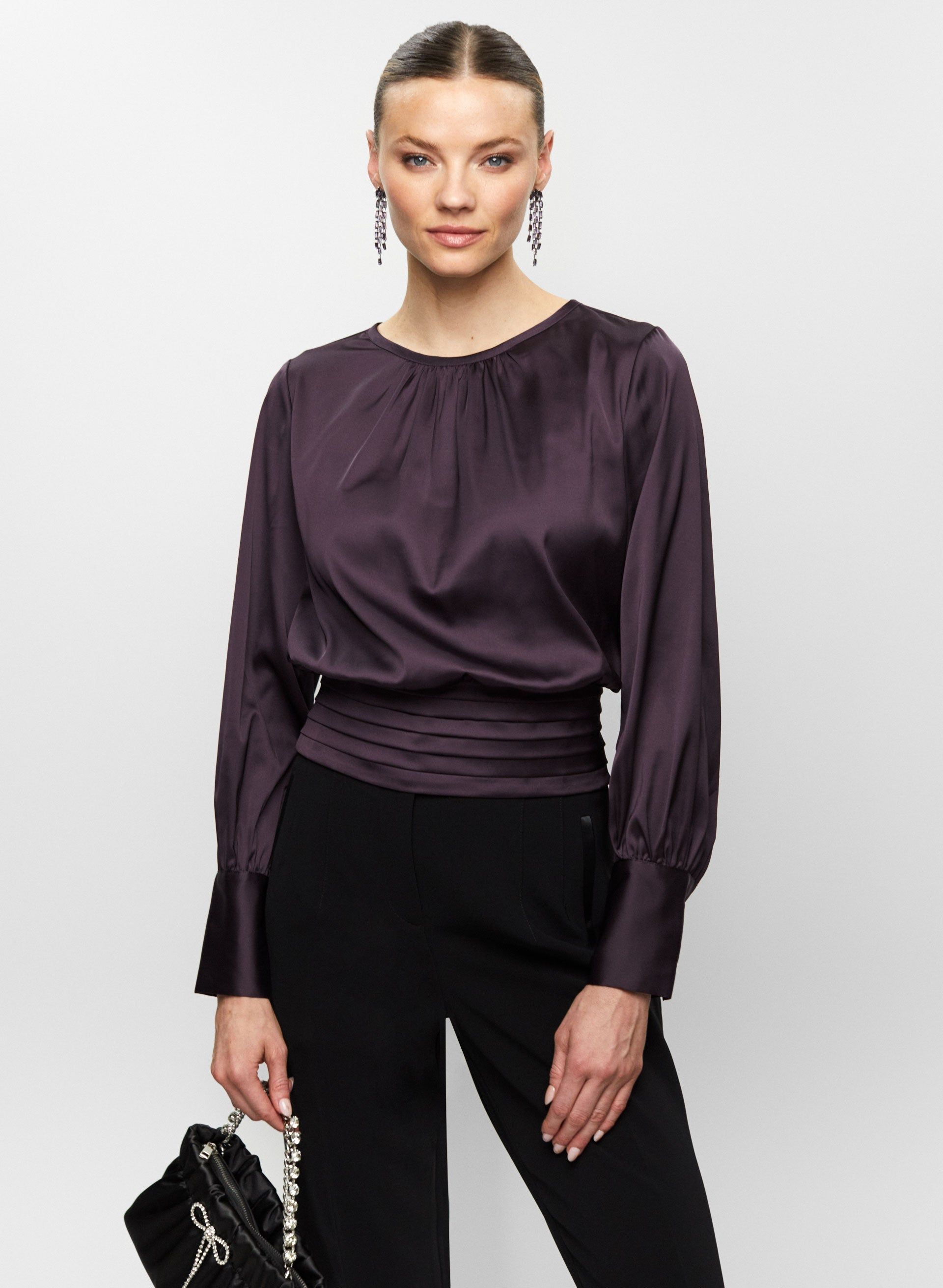 Pleat Detail Satin Blouse sold by Melanie Lyne