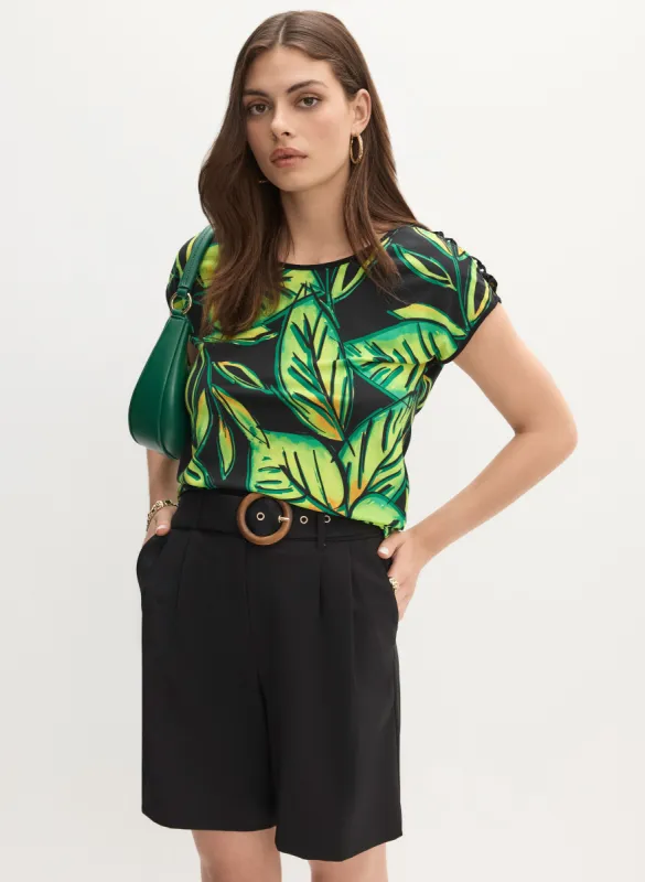 Joseph Ribkoff - Tropical Lace-Up Shoulder Top made by Melanie Lyne