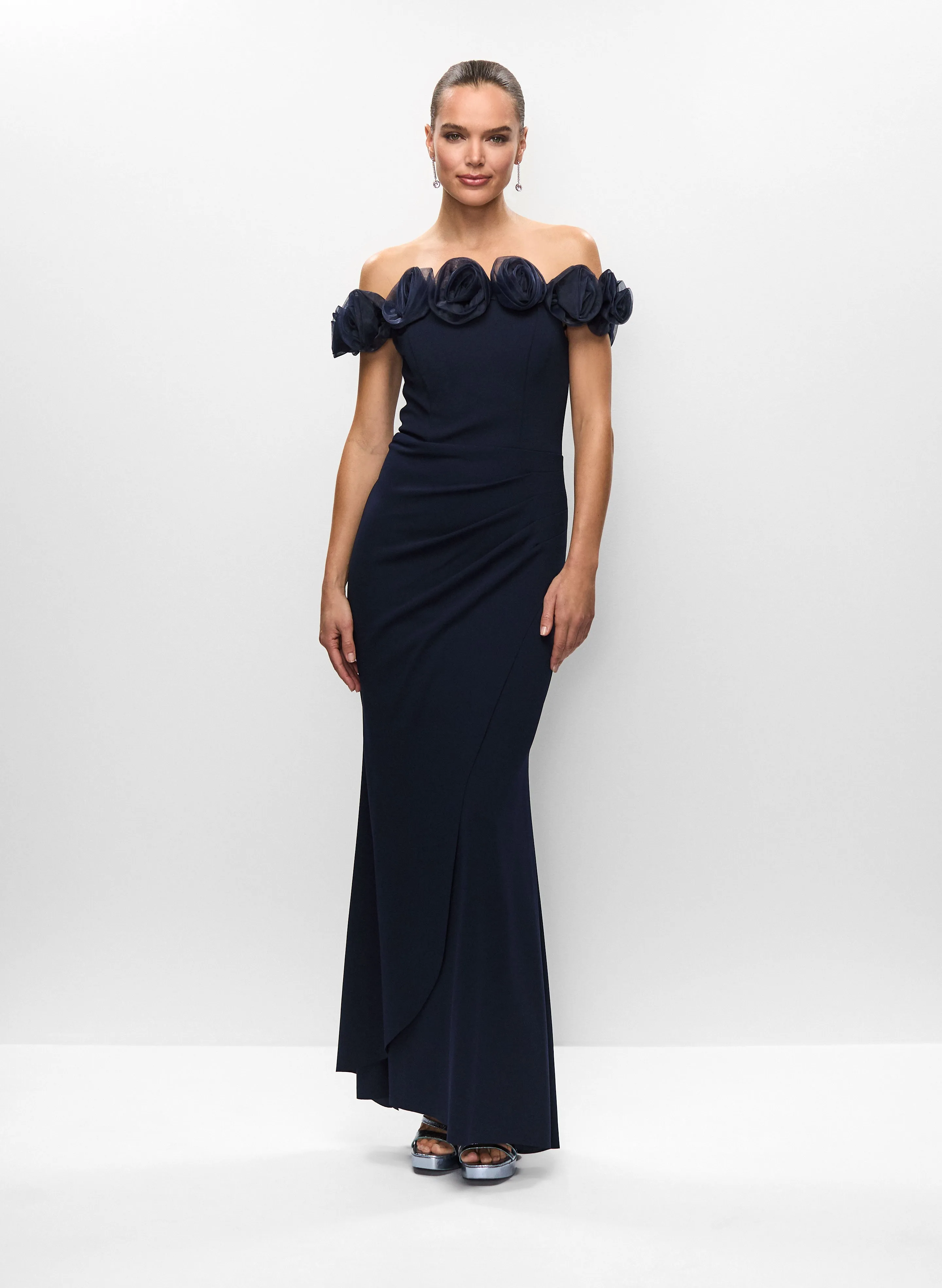 Off-the-Shoulder Rosette Gown sold by Melanie Lyne