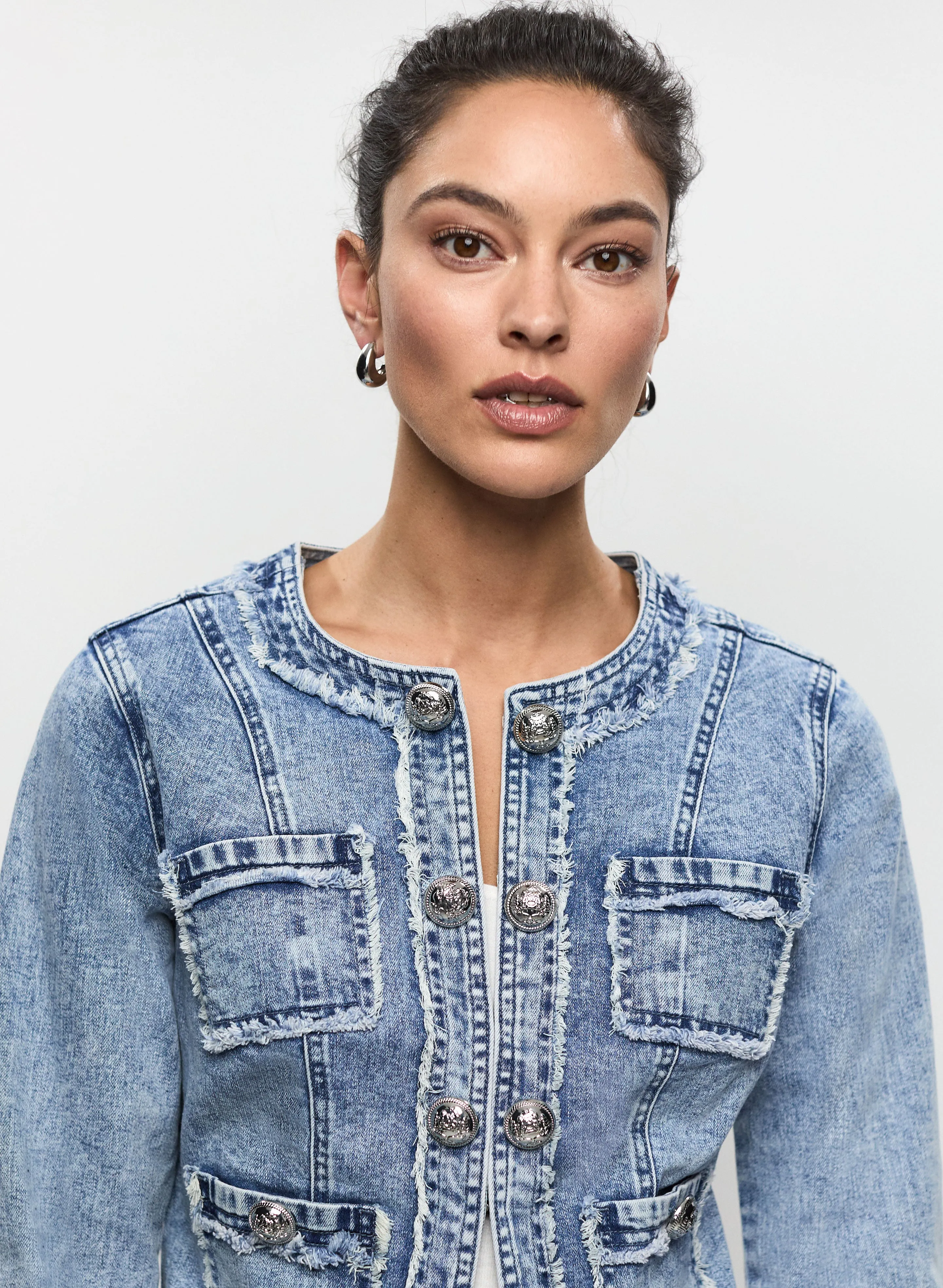 Frayed Trim Denim Jacket sold by Melanie Lyne product image thumbnail 2