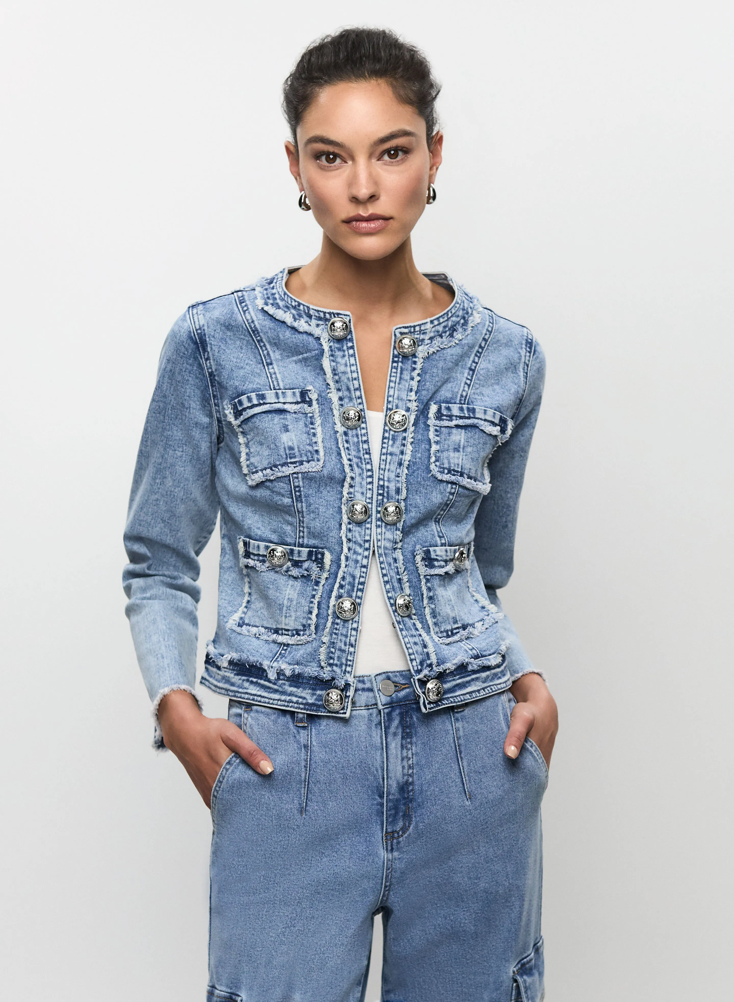 Frayed Trim Denim Jacket sold by Melanie Lyne product image thumbnail 5