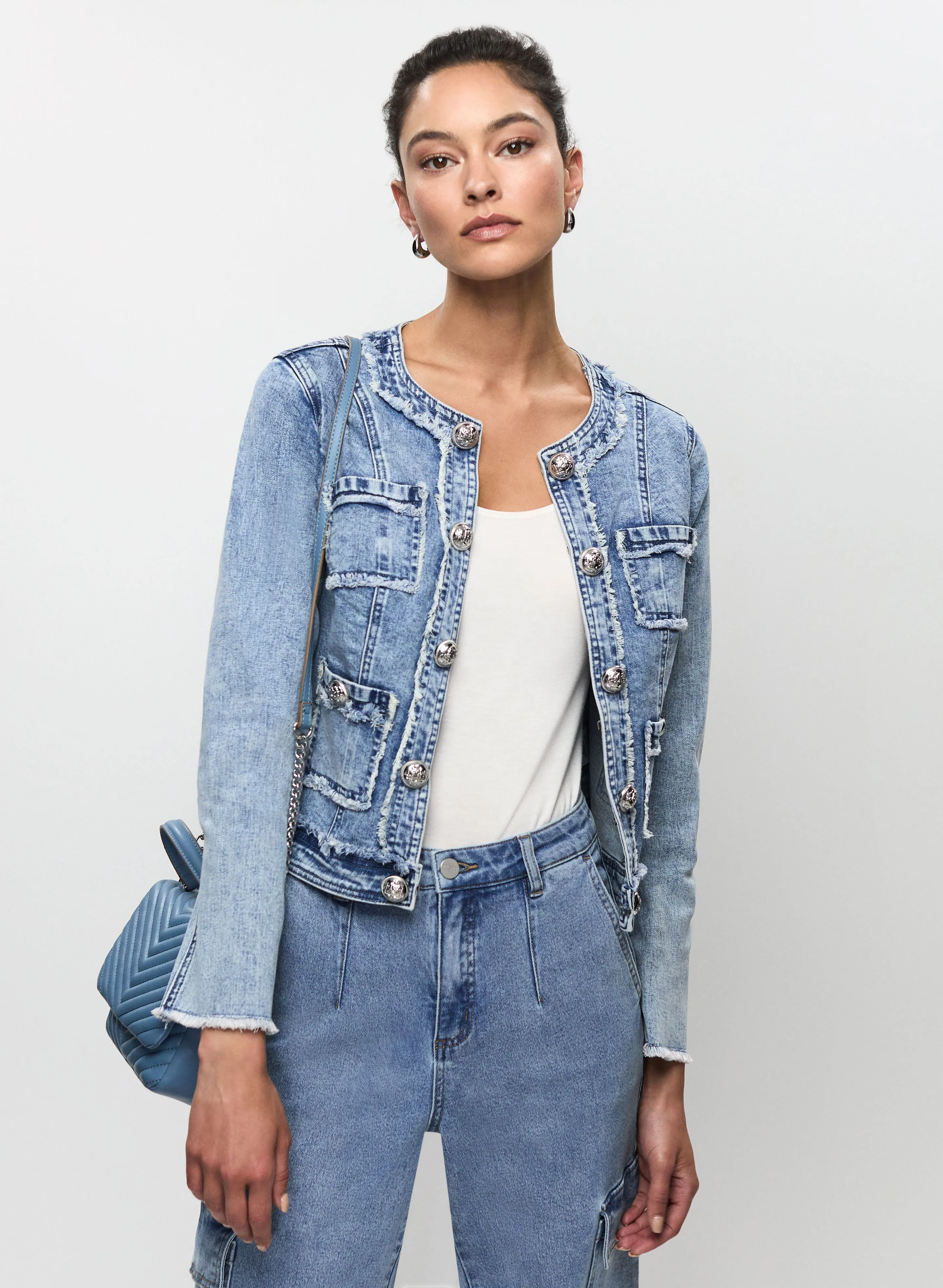Frayed Trim Denim Jacket sold by Melanie Lyne
