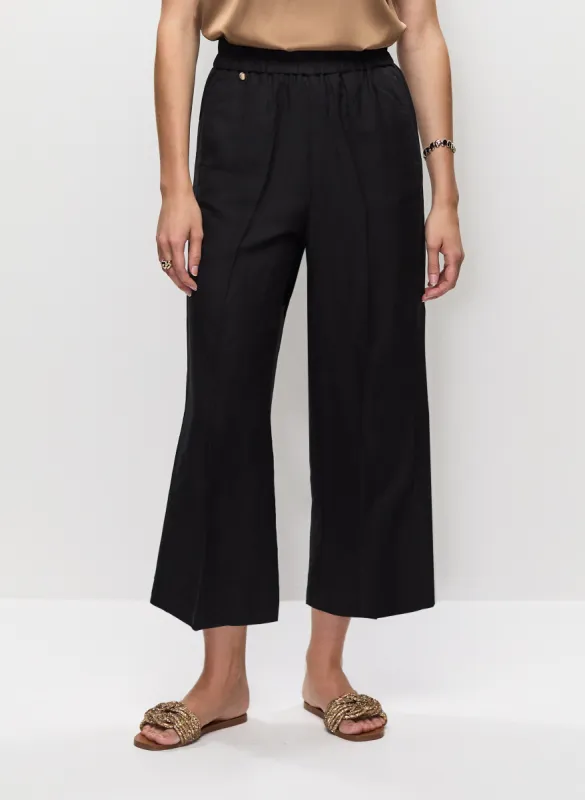Pull-On Linen-Blend Culotte Pants sold by Melanie Lyne