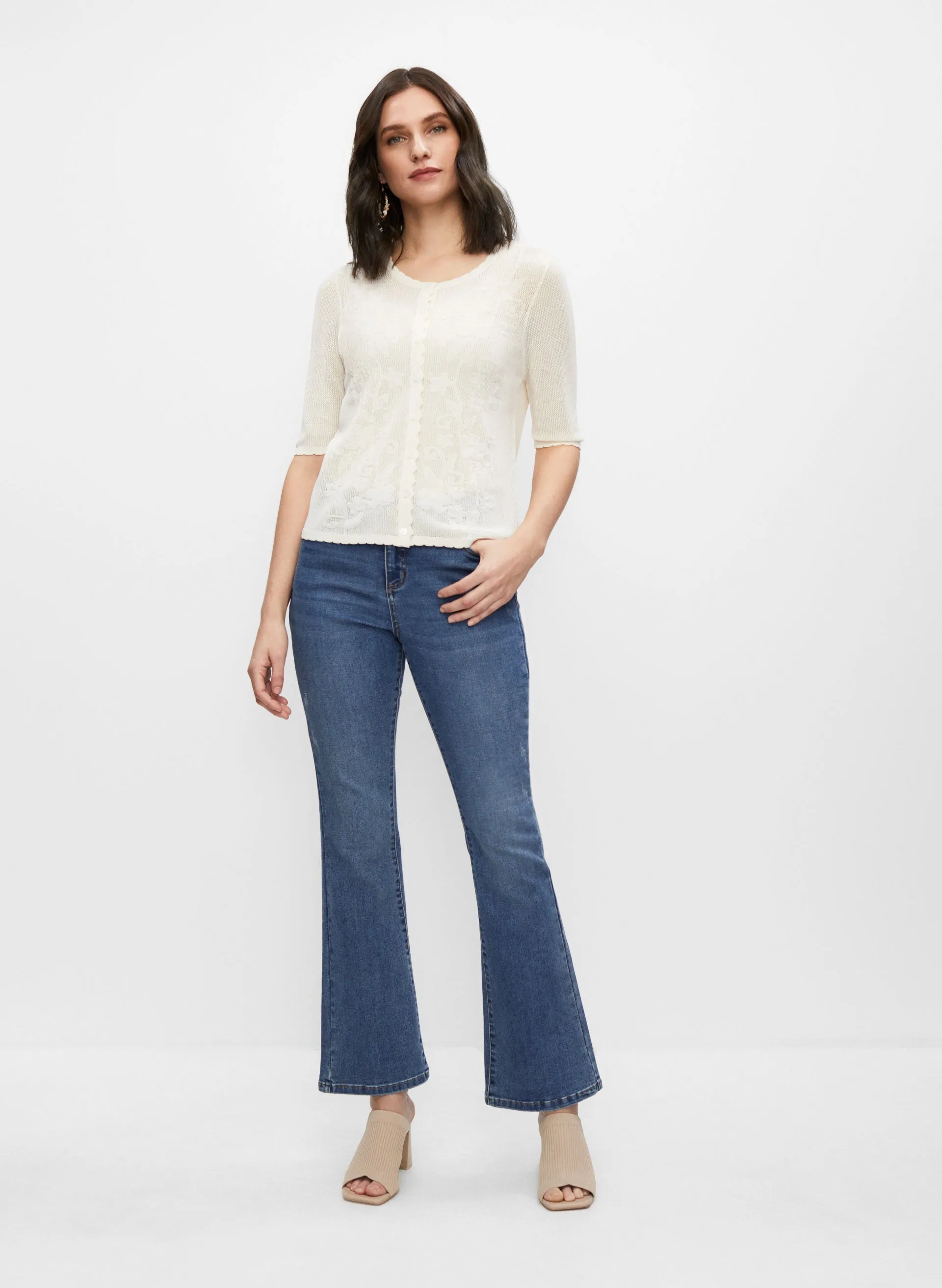 Pointelle Stitch Button Front Cardigan sold by Melanie Lyne product image thumbnail 3