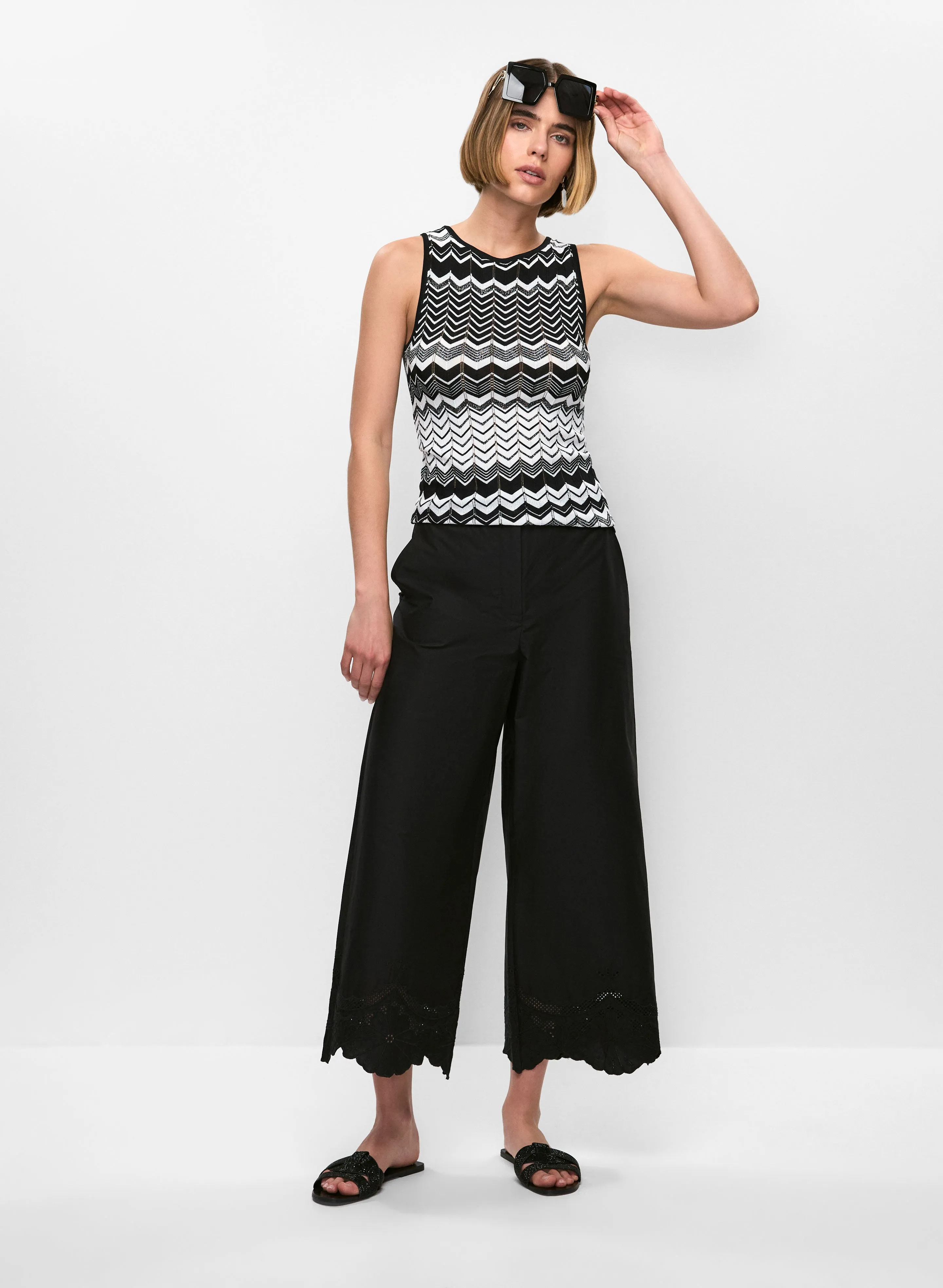 Zigzag Knit Top & Embroidered Cropped Pants sold by Melanie Lyne