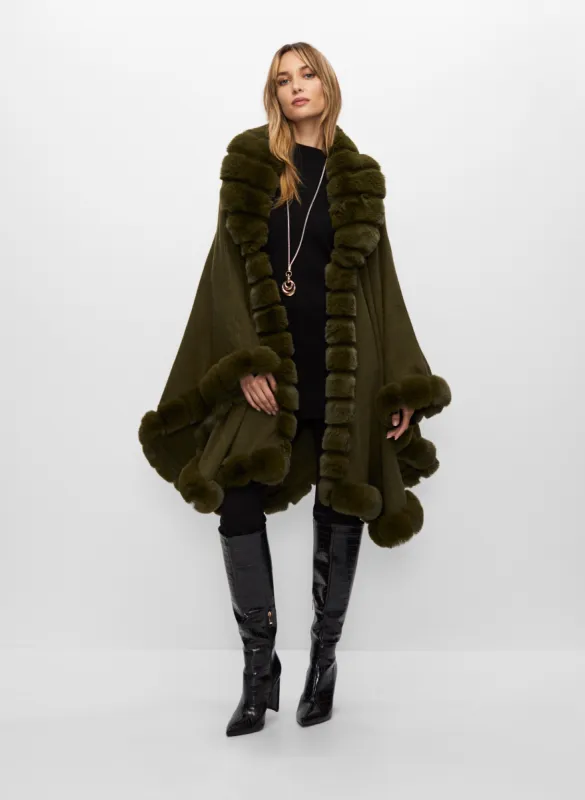 Faux Fur Trim Poncho sold by Melanie Lyne