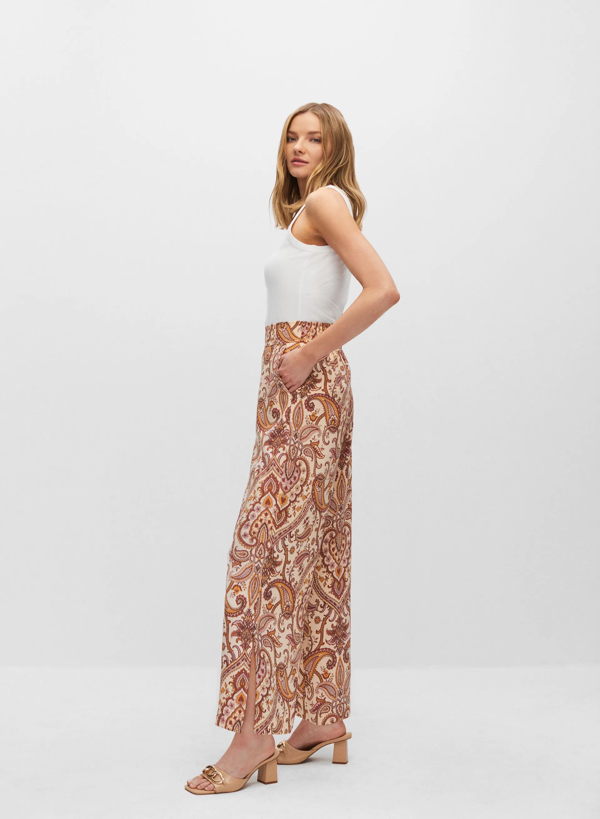 Paisley Print Wide Leg Pants sold by Melanie Lyne product image thumbnail 5