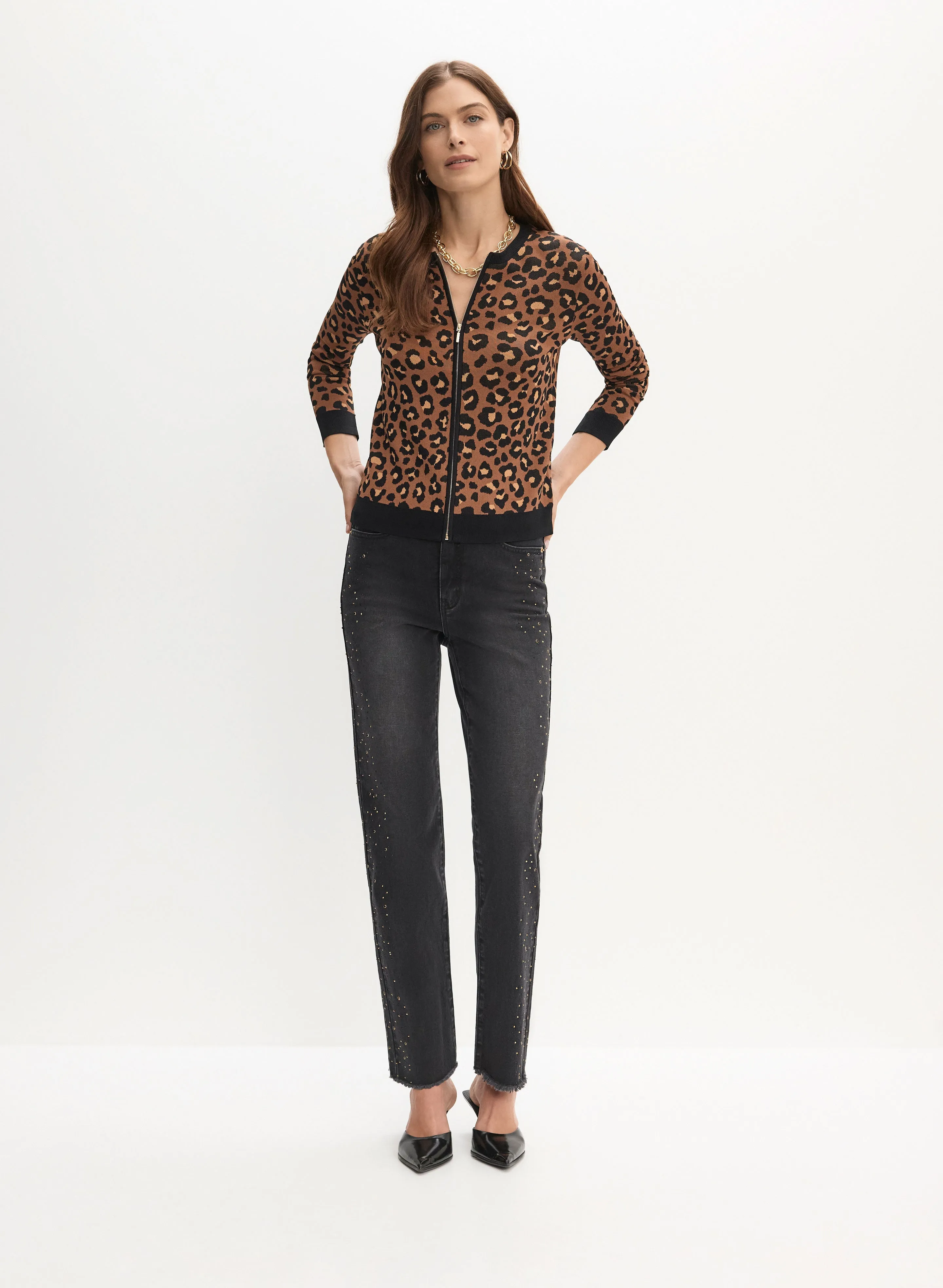 Leopard Print Cardigan & Straight Leg Jeans sold by Melanie Lyne