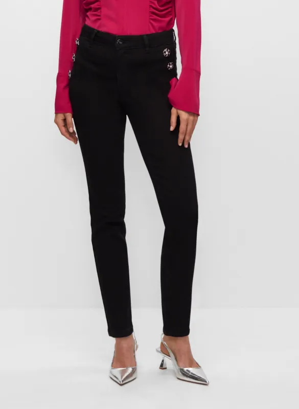 Jewel Detail Slim Leg Denim Pants sold by Melanie Lyne