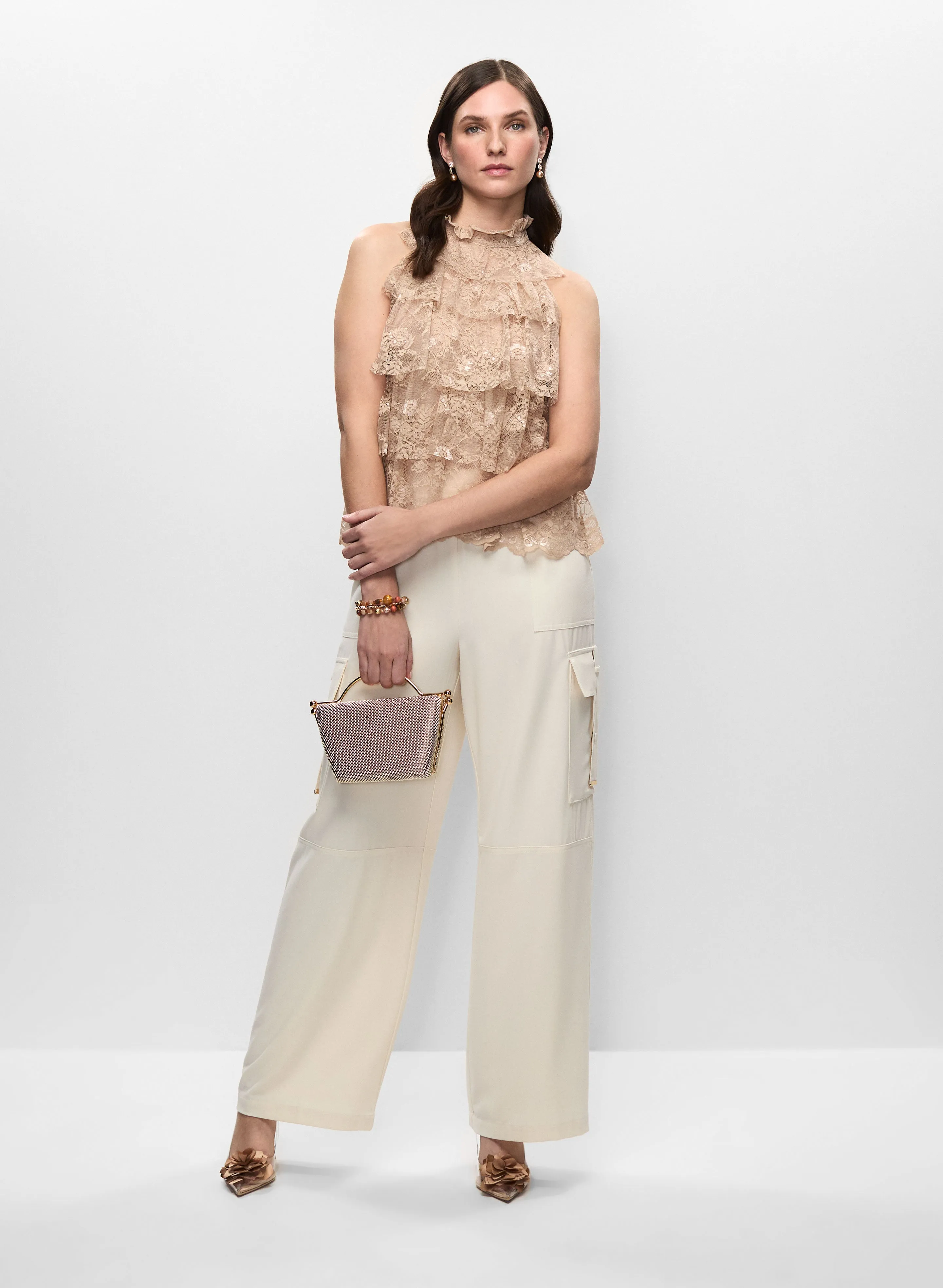 Tiered Lace Top & Pull-On Cargo Pants sold by Melanie Lyne