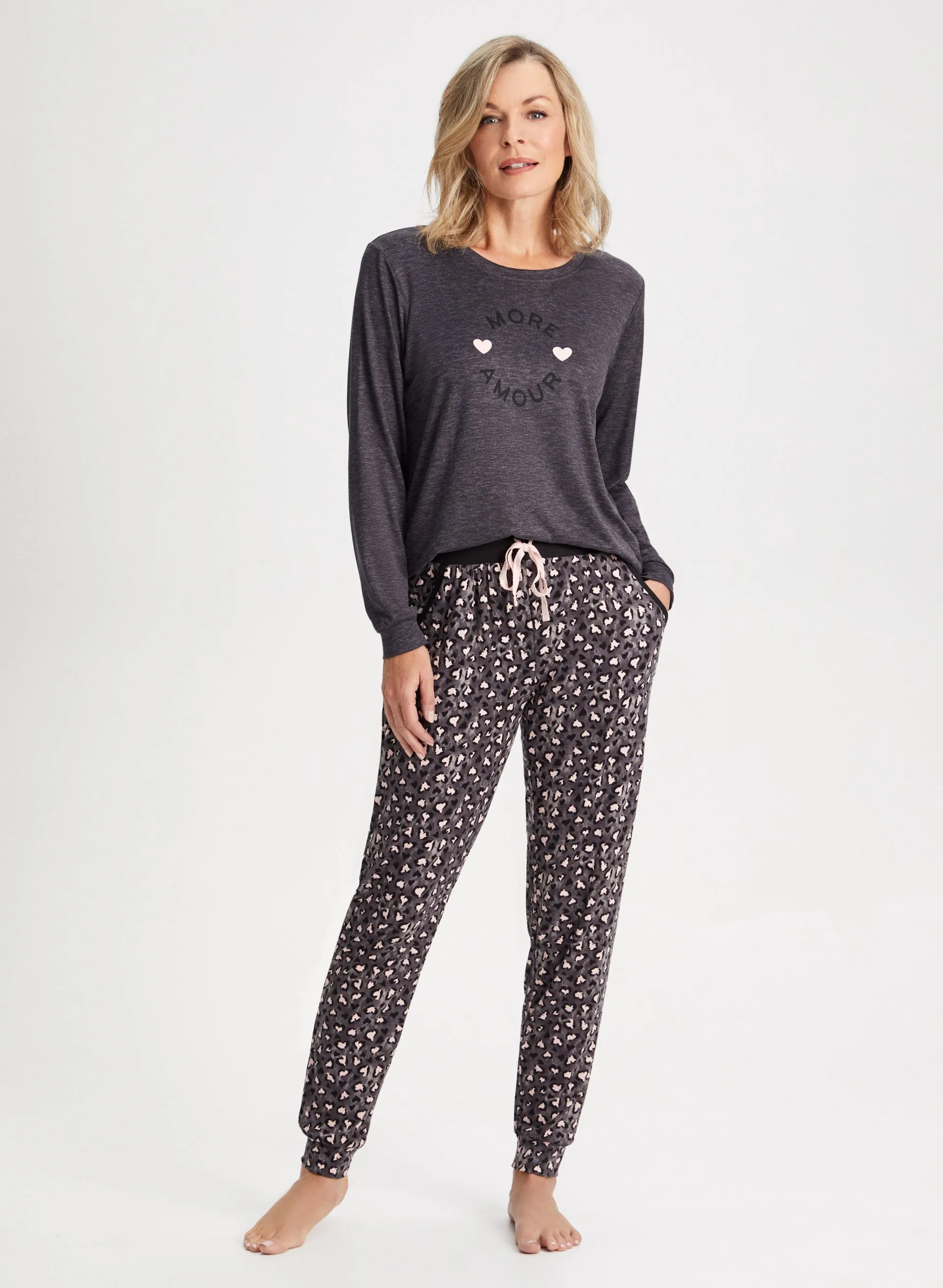 Heart Print Two-Piece Pyjama Set sold by Melanie Lyne