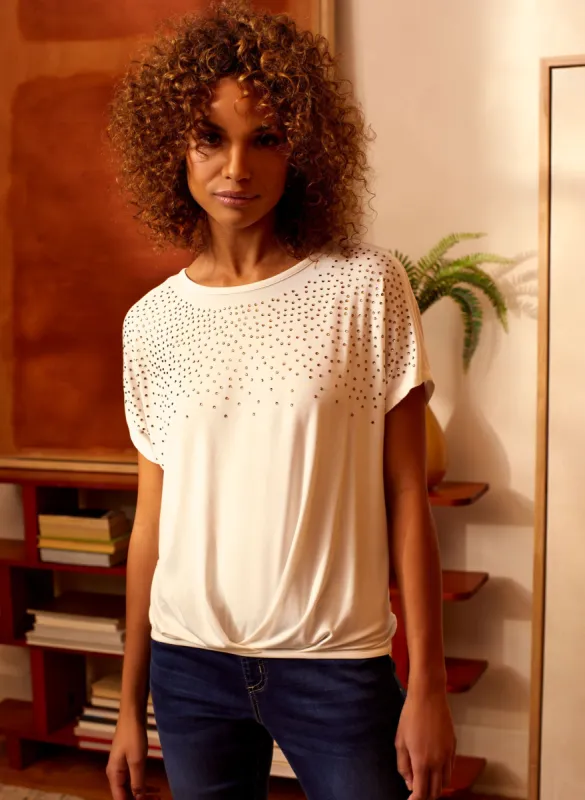 Stud Detail Short Sleeve Top sold by Melanie Lyne