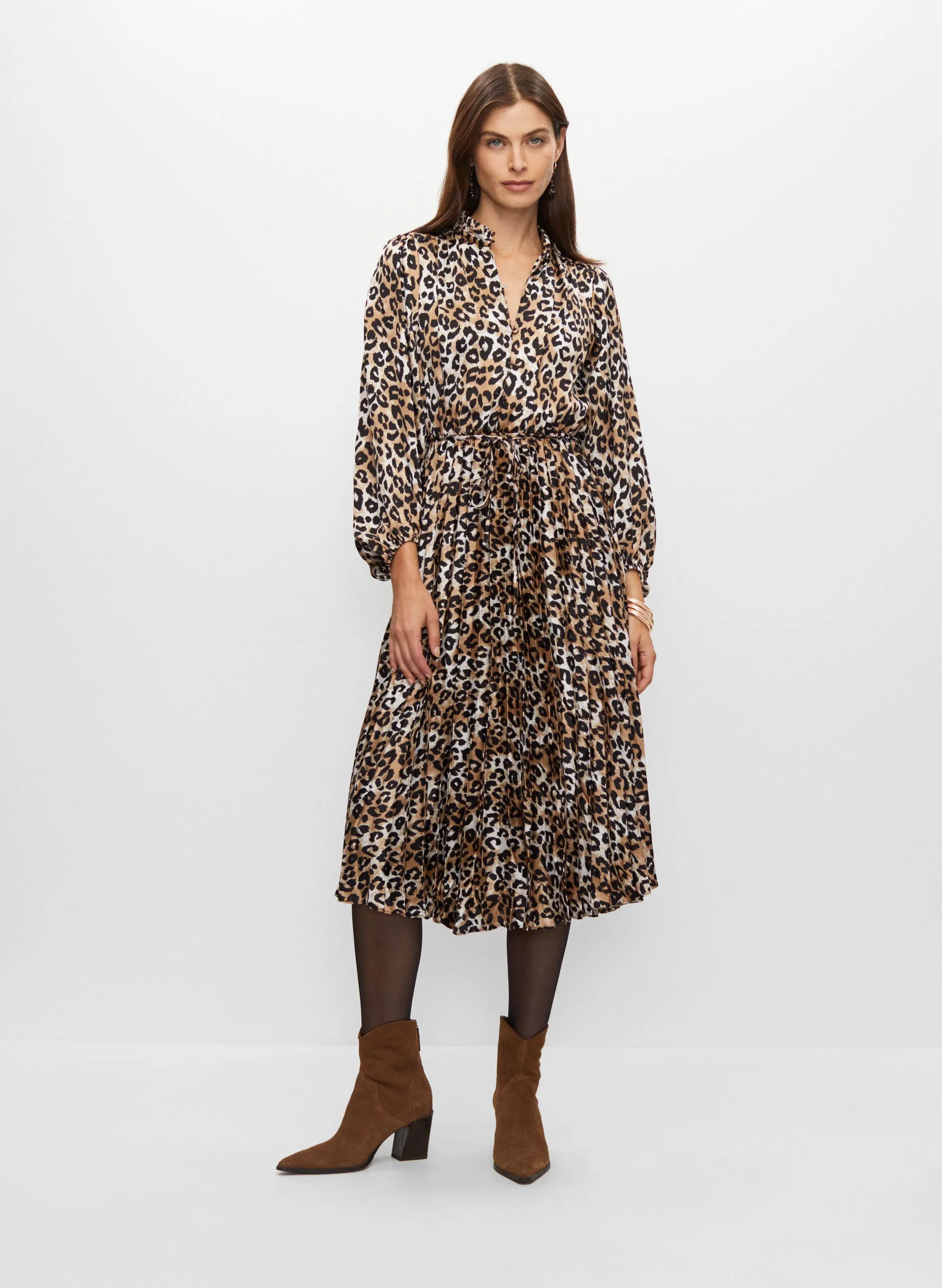 Pleated Leopard Print Dress sold by Melanie Lyne product image thumbnail 5