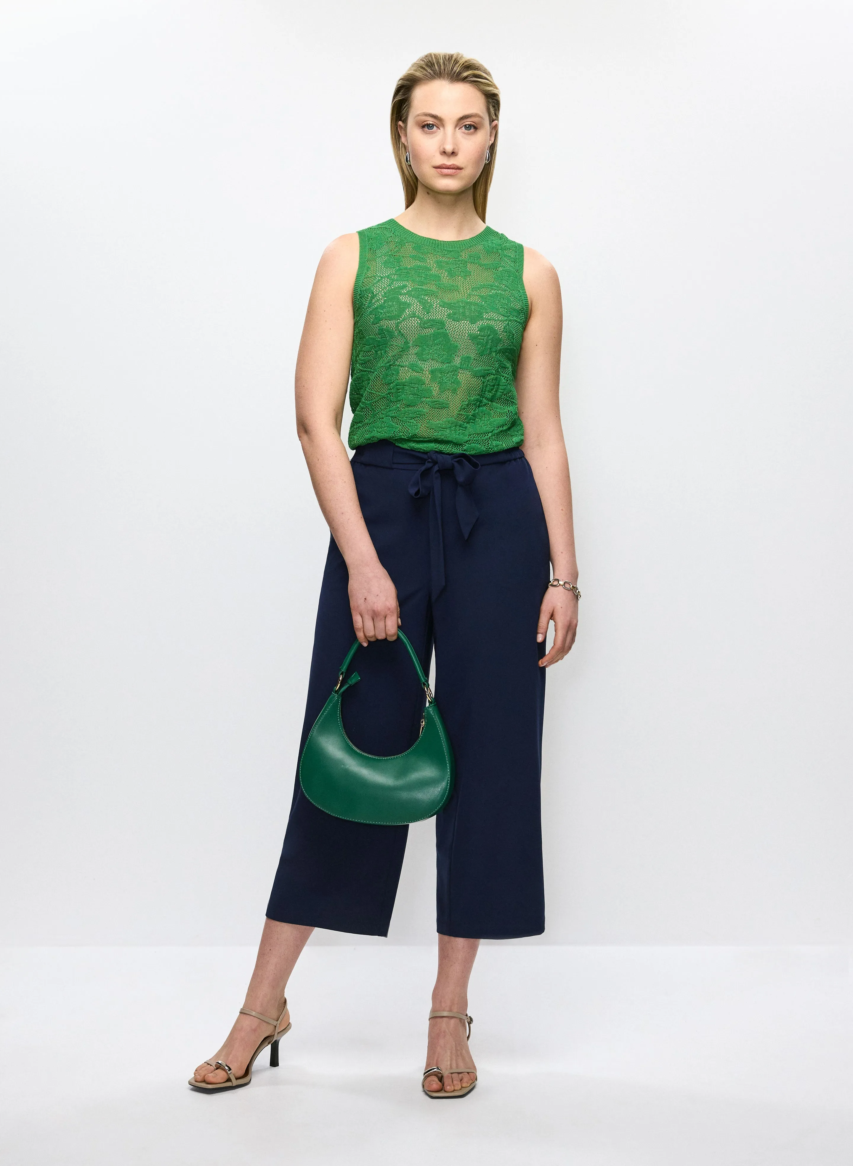 Open Knit Sleeveless Sweater & Belted Pants sold by Melanie Lyne