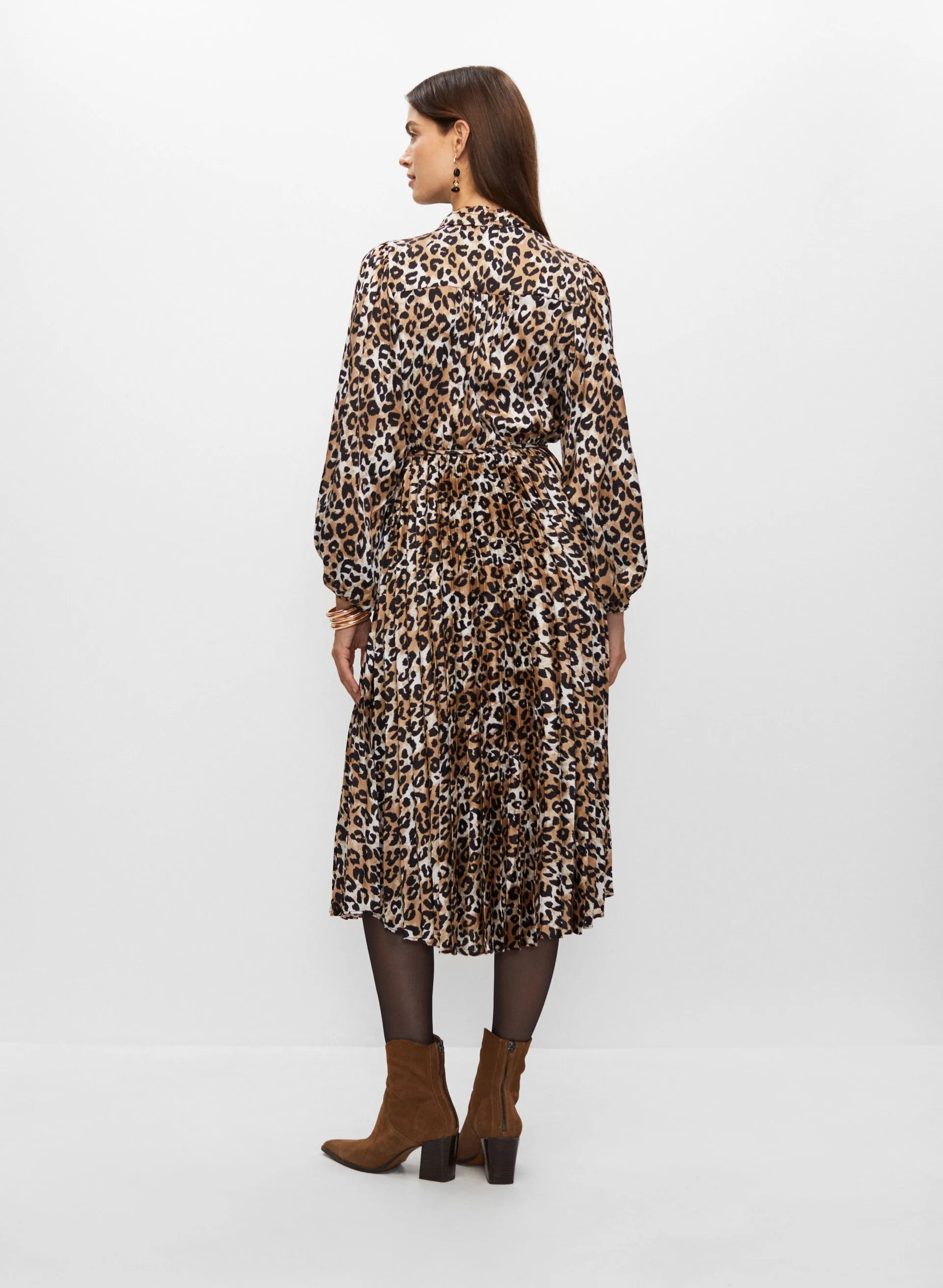 Pleated Leopard Print Dress sold by Melanie Lyne product image thumbnail 4