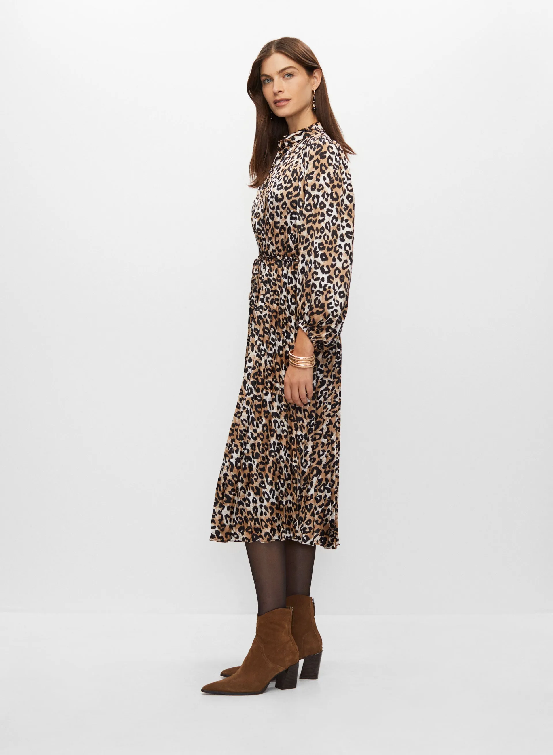 Pleated Leopard Print Dress sold by Melanie Lyne product image thumbnail 3