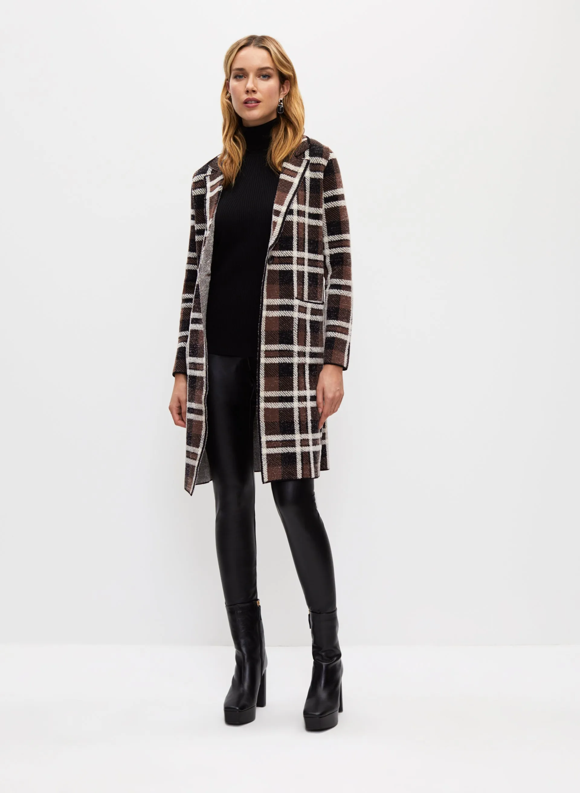 Plaid Single-Button Coatigan sold by Melanie Lyne