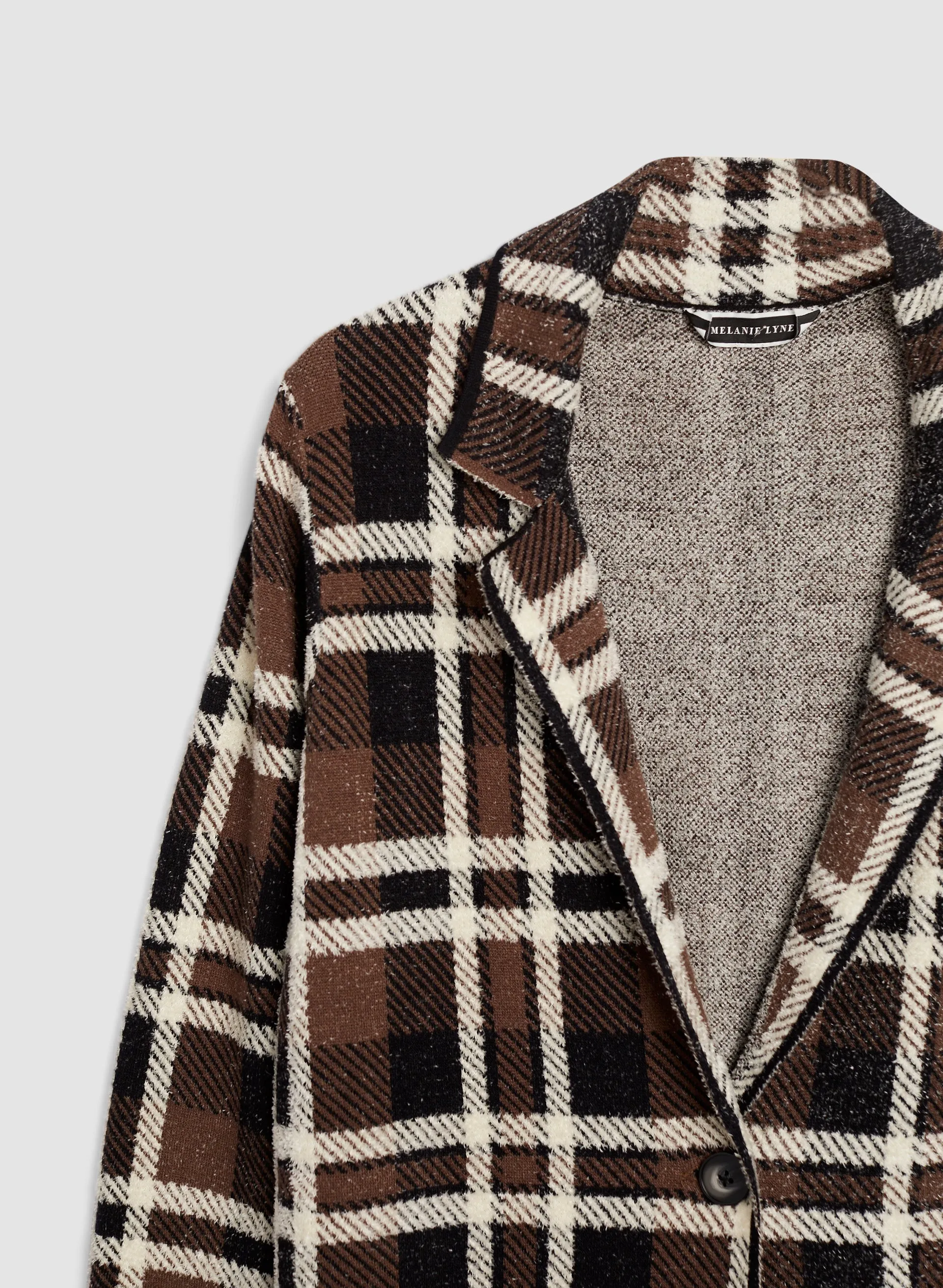 Plaid Single-Button Coatigan sold by Melanie Lyne product image thumbnail 5