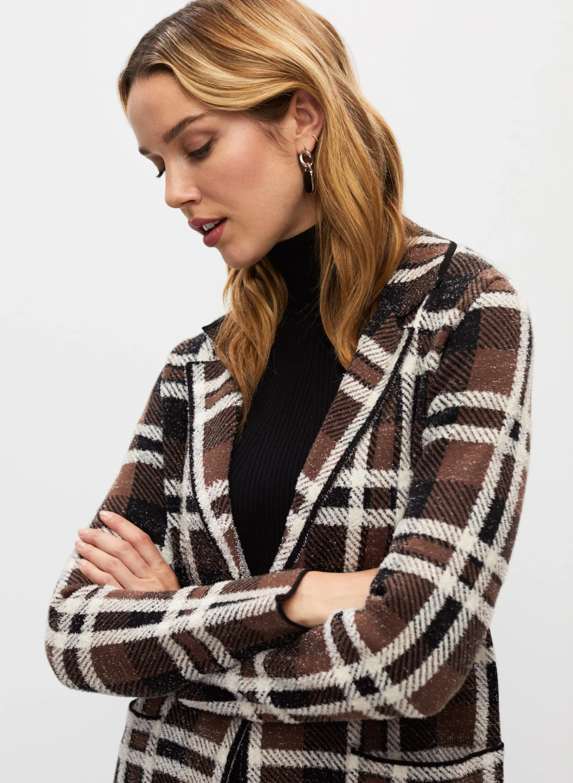 Plaid Single-Button Coatigan sold by Melanie Lyne product image thumbnail 2