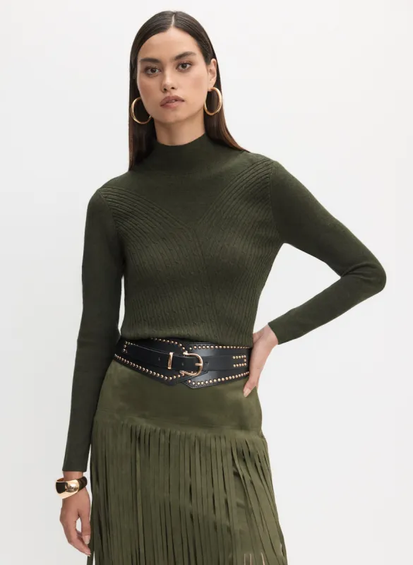 Essential Mock Neck Ribbed Knit Sweater sold by Melanie Lyne