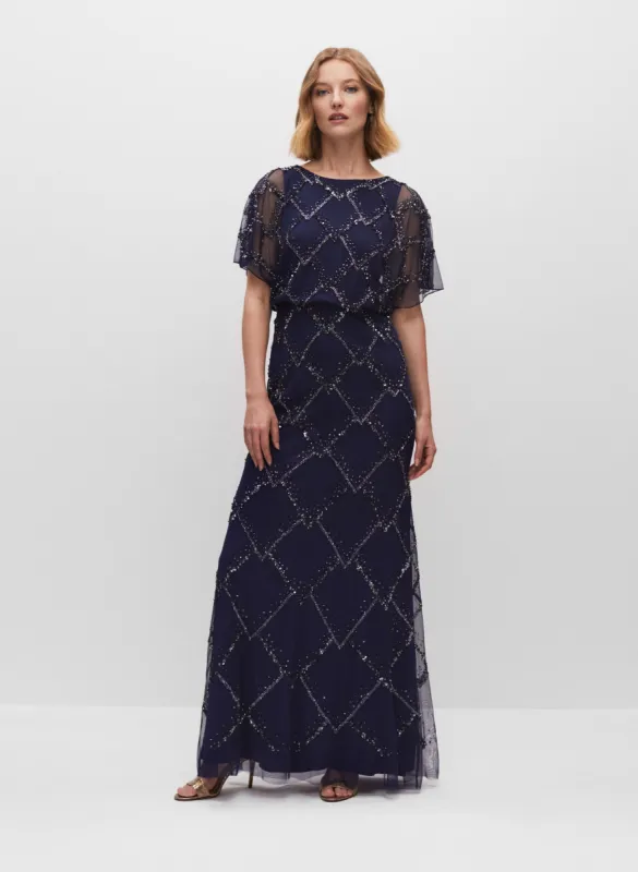 Adrianna Papell - Beaded Mesh Gown sold by Melanie Lyne