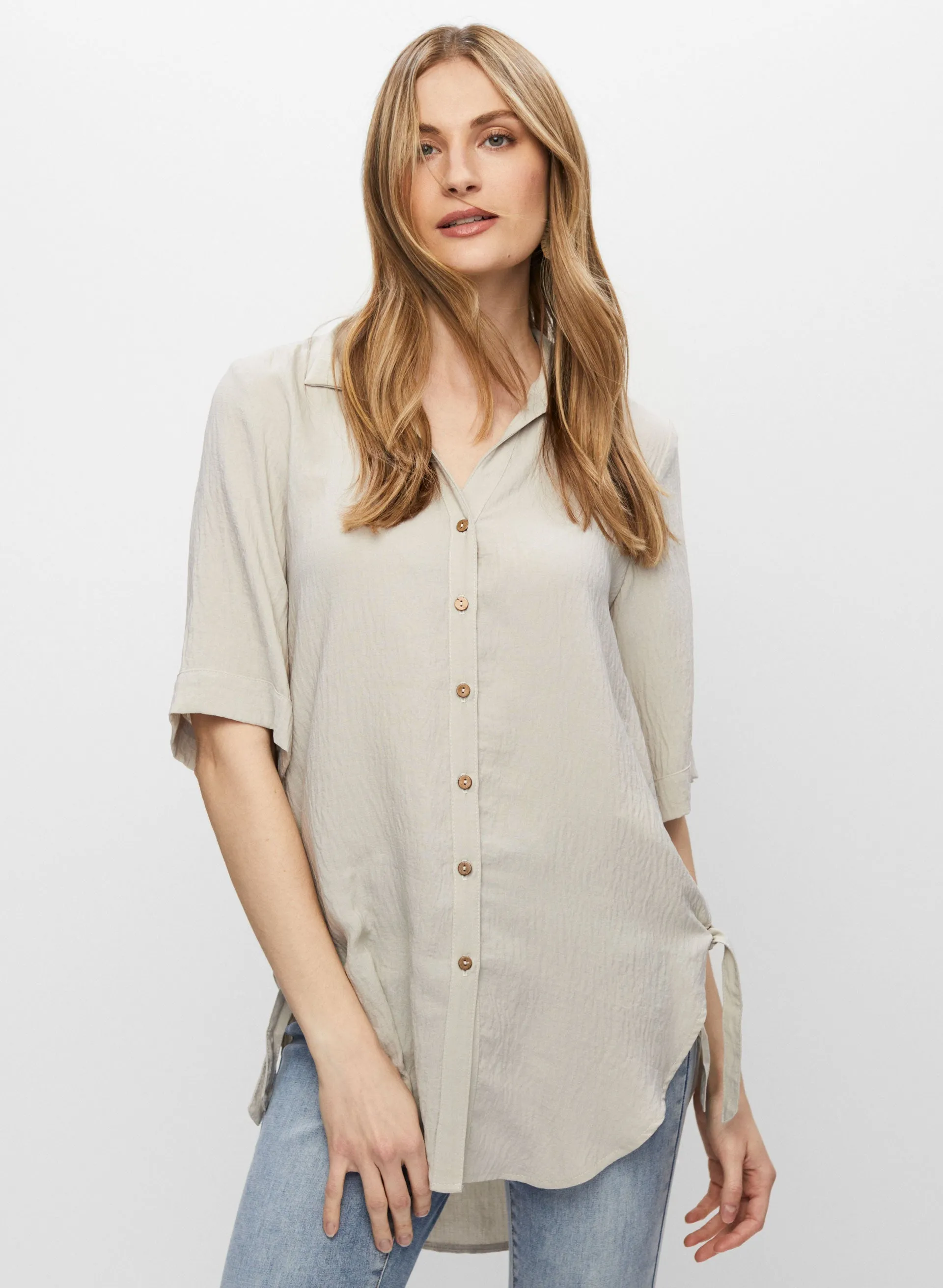 Tie Detail Button Front Top sold by Melanie Lyne