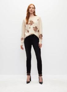 Sequin Floral Motif Crewneck Sweater sold by Melanie Lyne