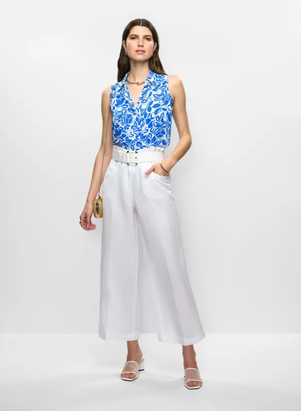 Sleeveless Floral Crepe Blouse & Linen Cropped Pants sold by Melanie Lyne