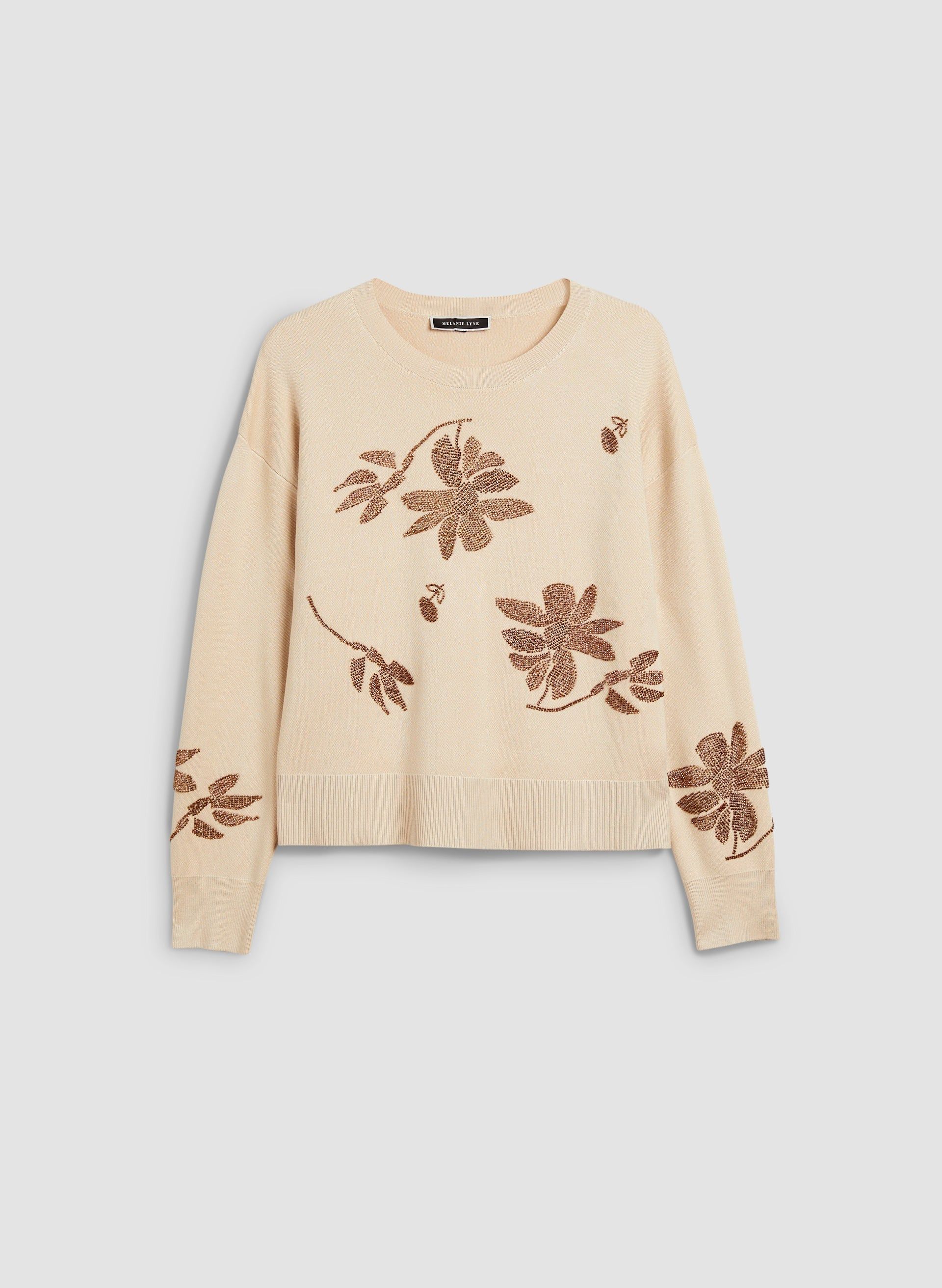 Sequin Floral Motif Crewneck Sweater sold by Melanie Lyne product image thumbnail 5
