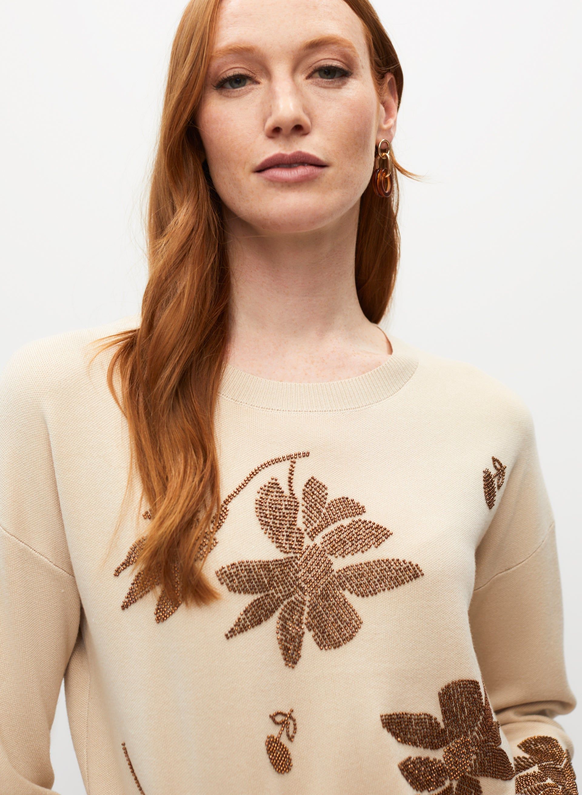 Sequin Floral Motif Crewneck Sweater sold by Melanie Lyne product image thumbnail 2