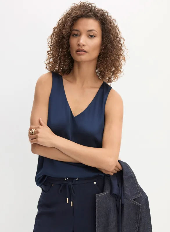 Essential V-Neck Satin Tank Top sold by Melanie Lyne
