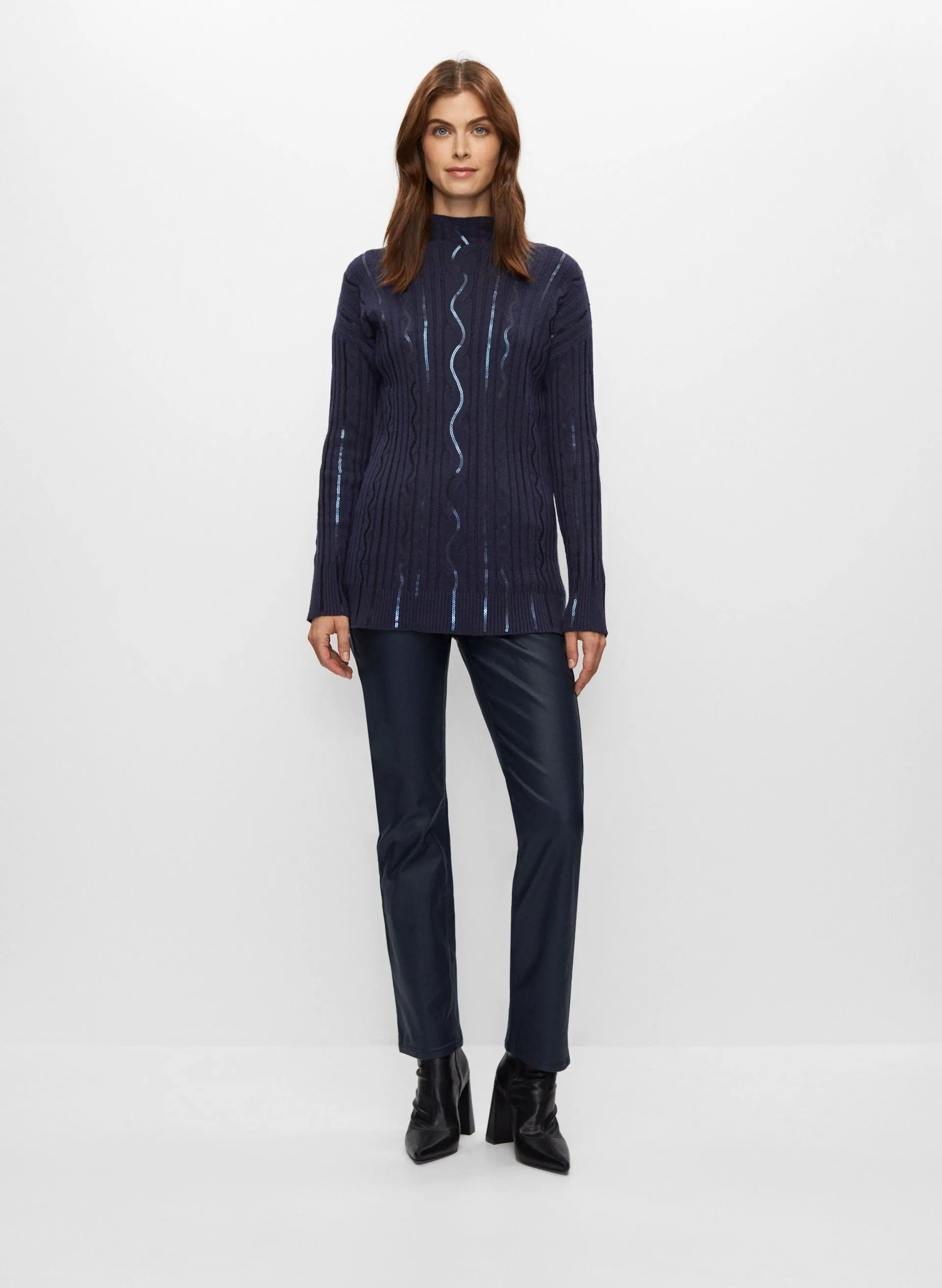 Cable Knit Sequin Tunic Sweater sold by Melanie Lyne product image thumbnail 3