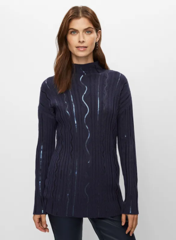 Cable Knit Sequin Tunic Sweater sold by Melanie Lyne