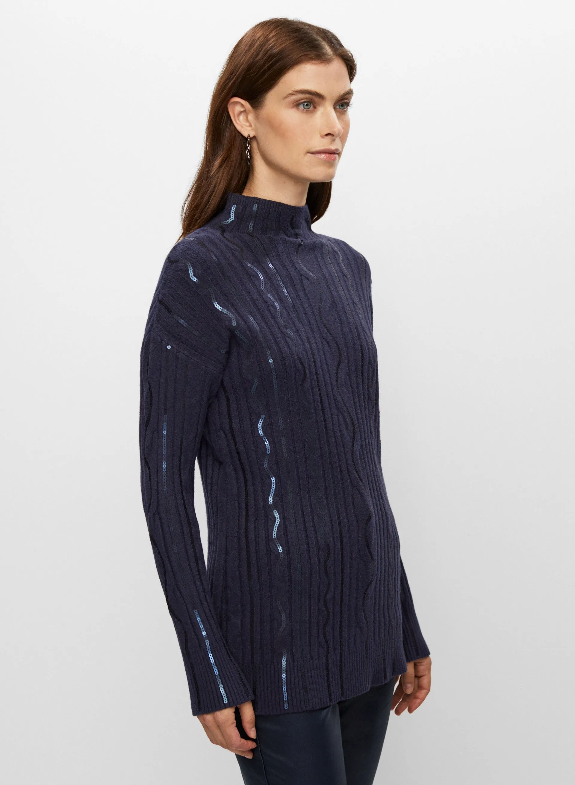 Cable Knit Sequin Tunic Sweater sold by Melanie Lyne product image thumbnail 5