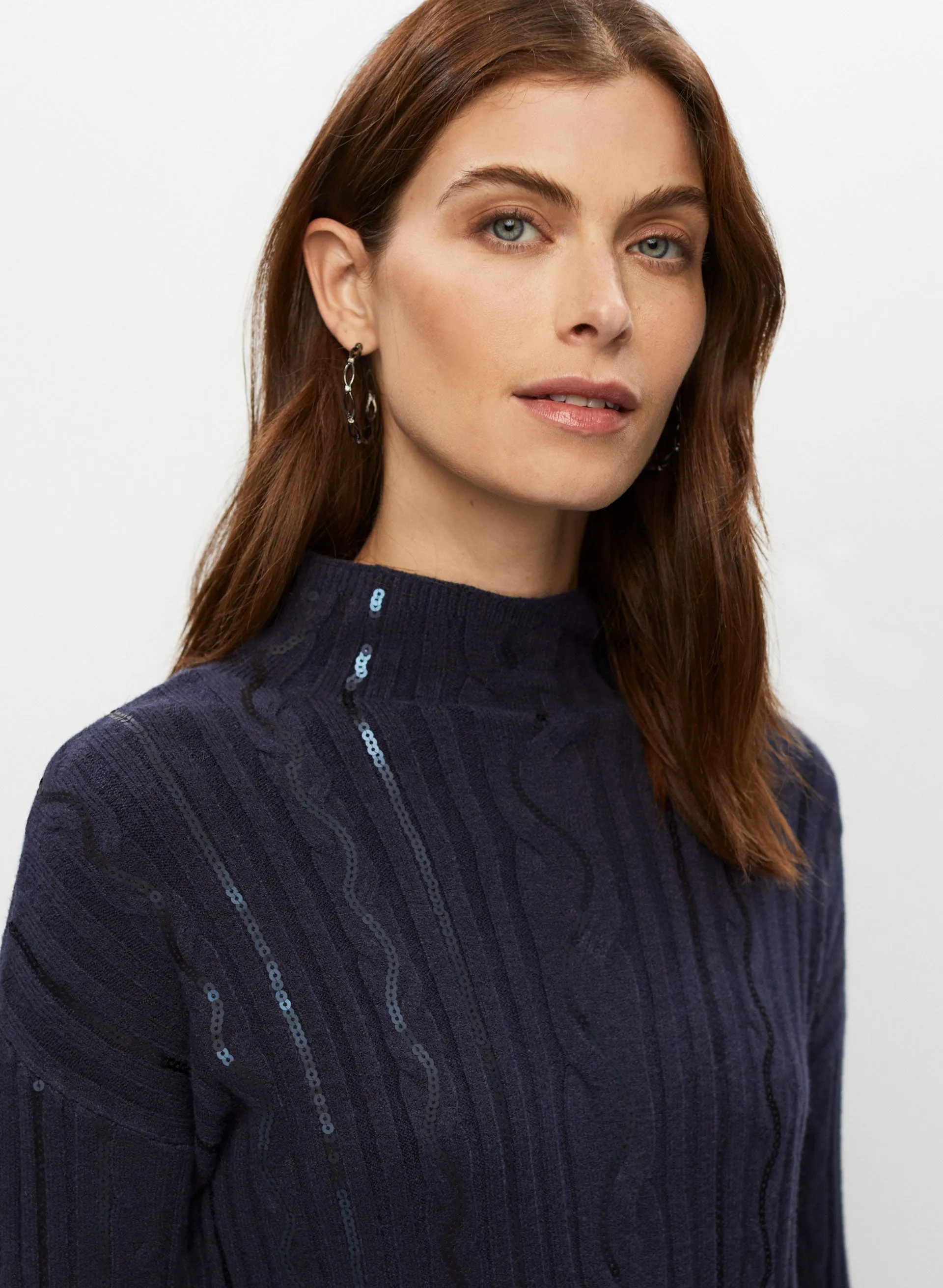 Cable Knit Sequin Tunic Sweater sold by Melanie Lyne product image thumbnail 2