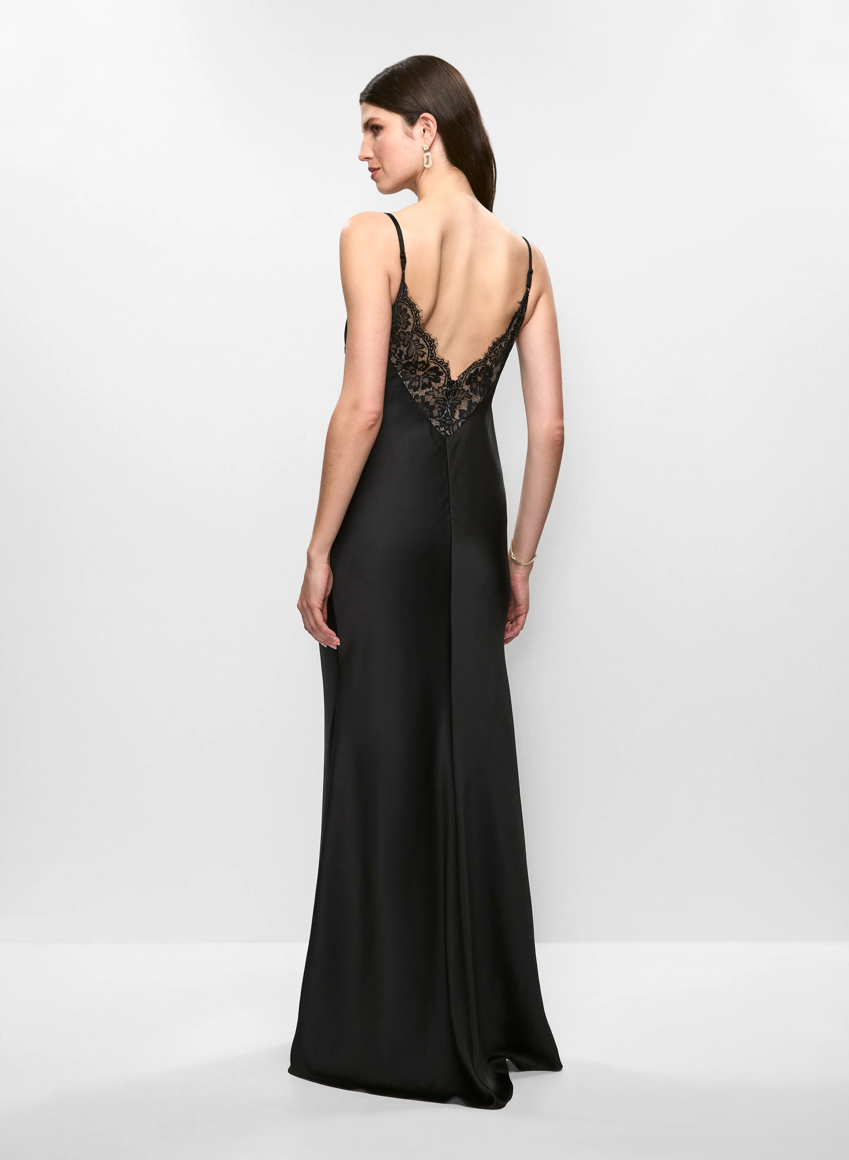 Melanie Lyne BA Nites Pleated Satin Evening Dress Parallel