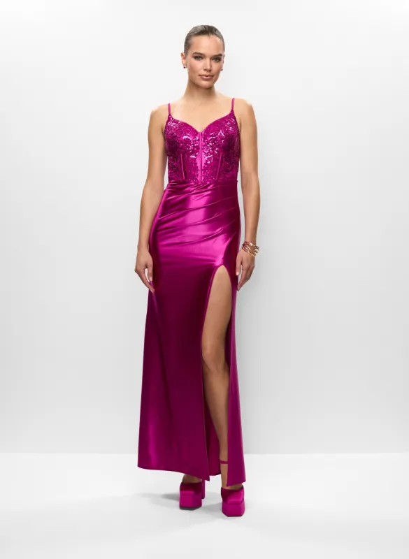 Sequin Detail Satin Gown sold by Melanie Lyne
