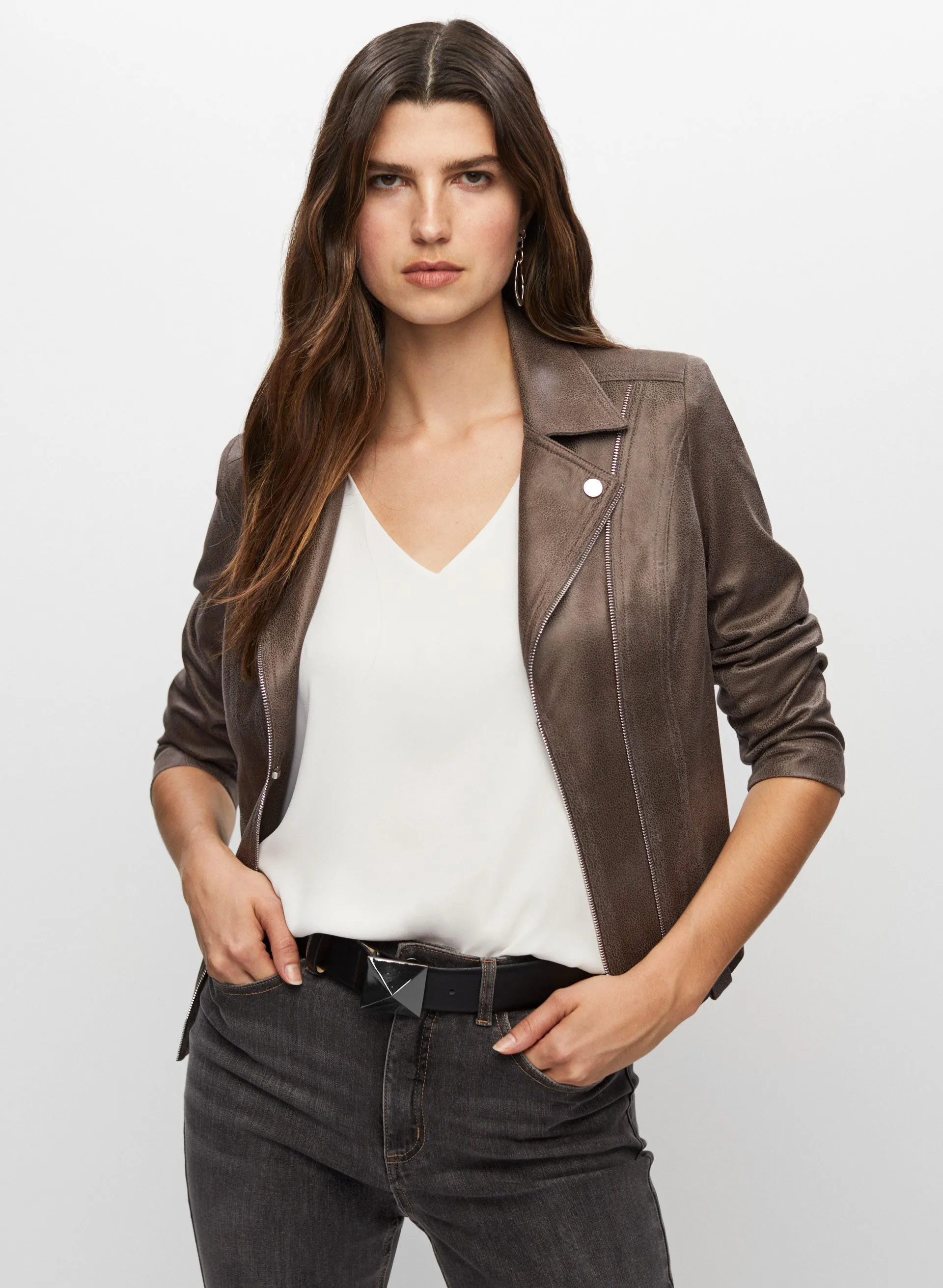 Vex - Zip Detail Faux Suede Jacket sold by Melanie Lyne product image thumbnail 5