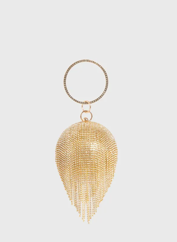 Crystal Cascade Ball Clutch sold by Melanie Lyne