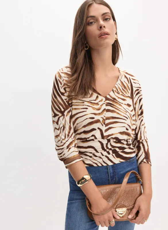 Zebra Print V-Neck Top sold by Melanie Lyne