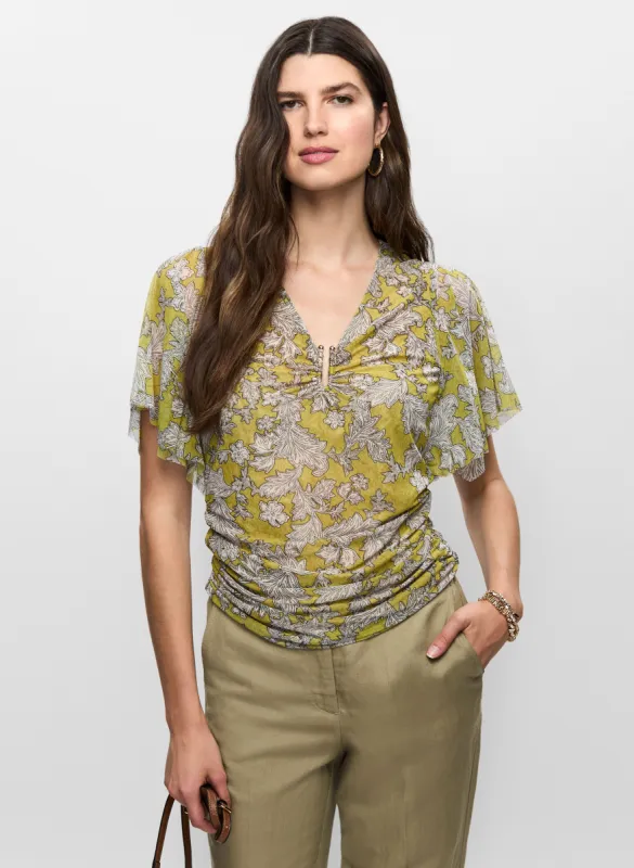 Flutter Sleeve Floral Top sold by Melanie Lyne