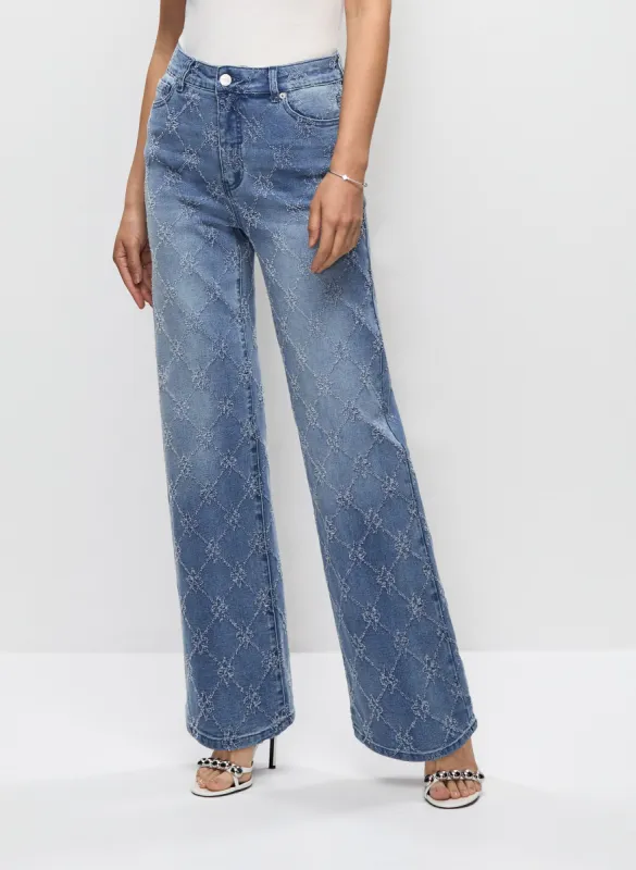Distressed Detail Wide Leg Jeans sold by Melanie Lyne